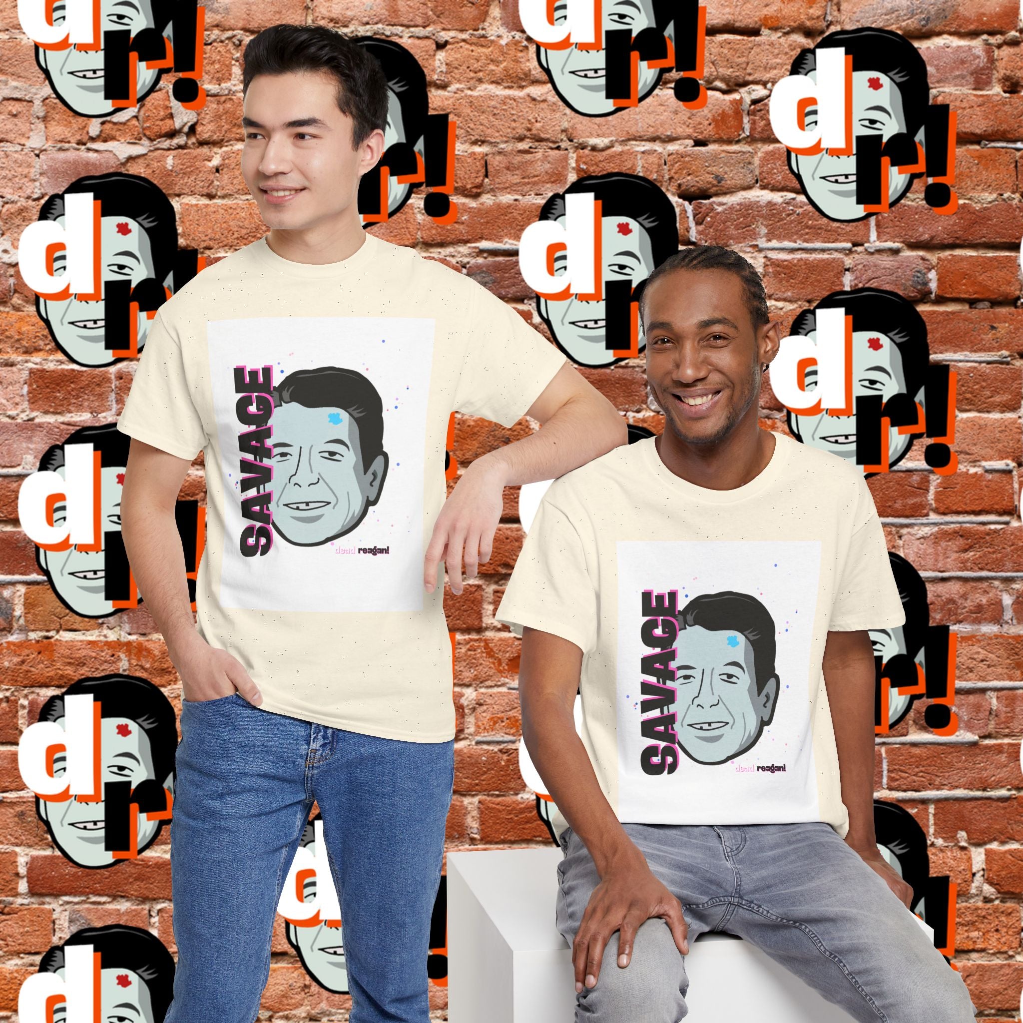 Savage Dead Reagan Graphic Tee White Pink
