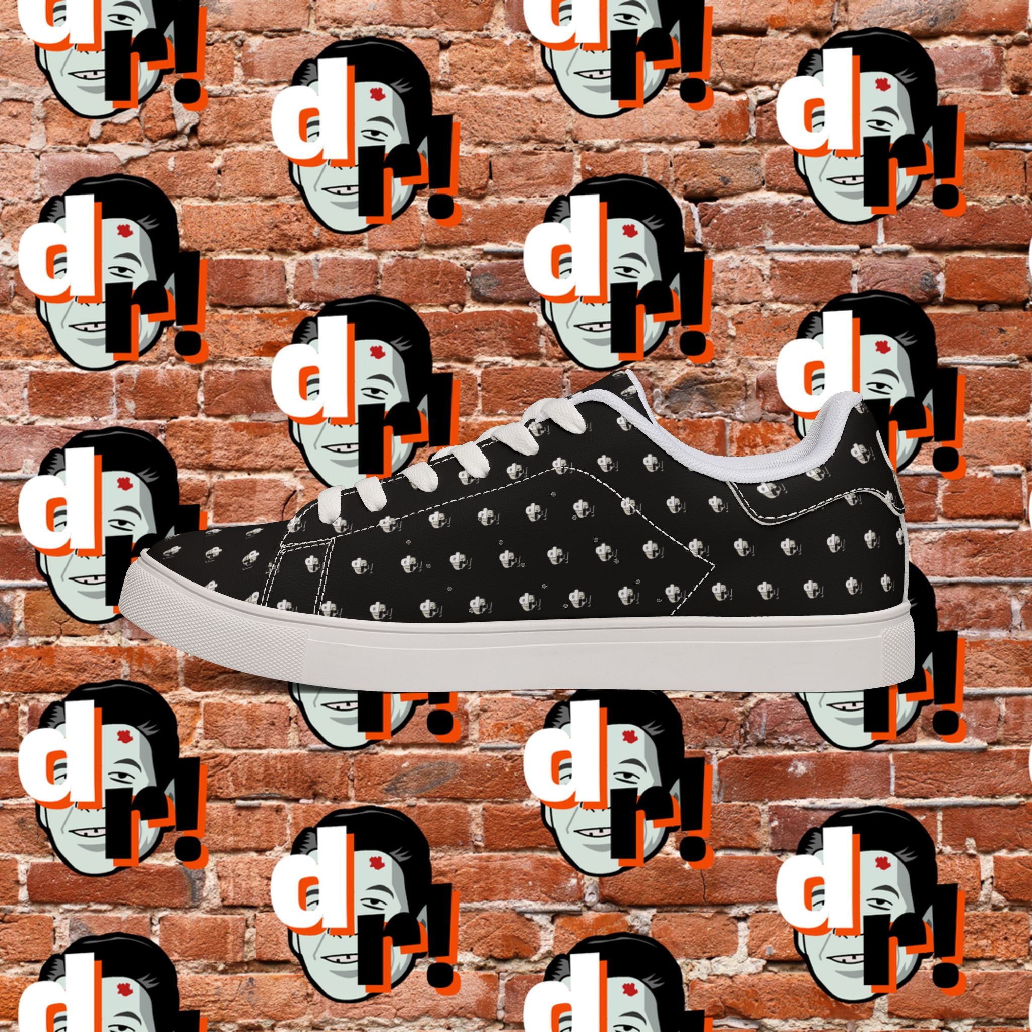 Dead Reagan Monogram All Over (Black) Men's Low-Top Pleather Sneakers
