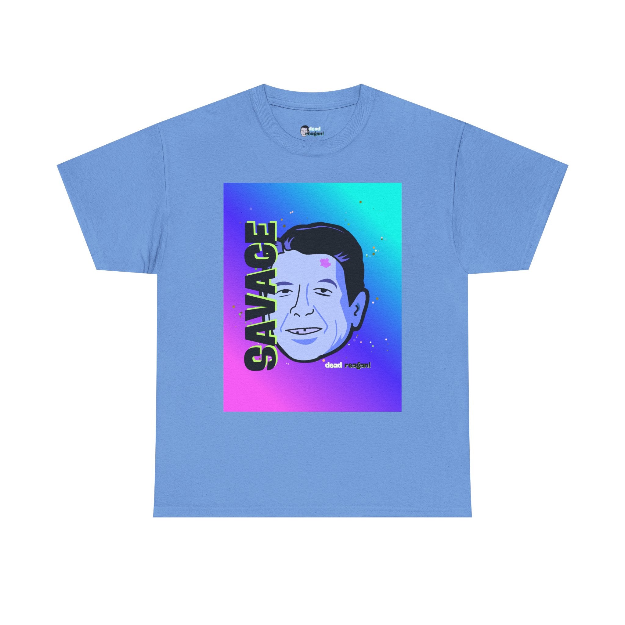 Savage Dead Reagan Graphic Tee Teal and Pink Gradient