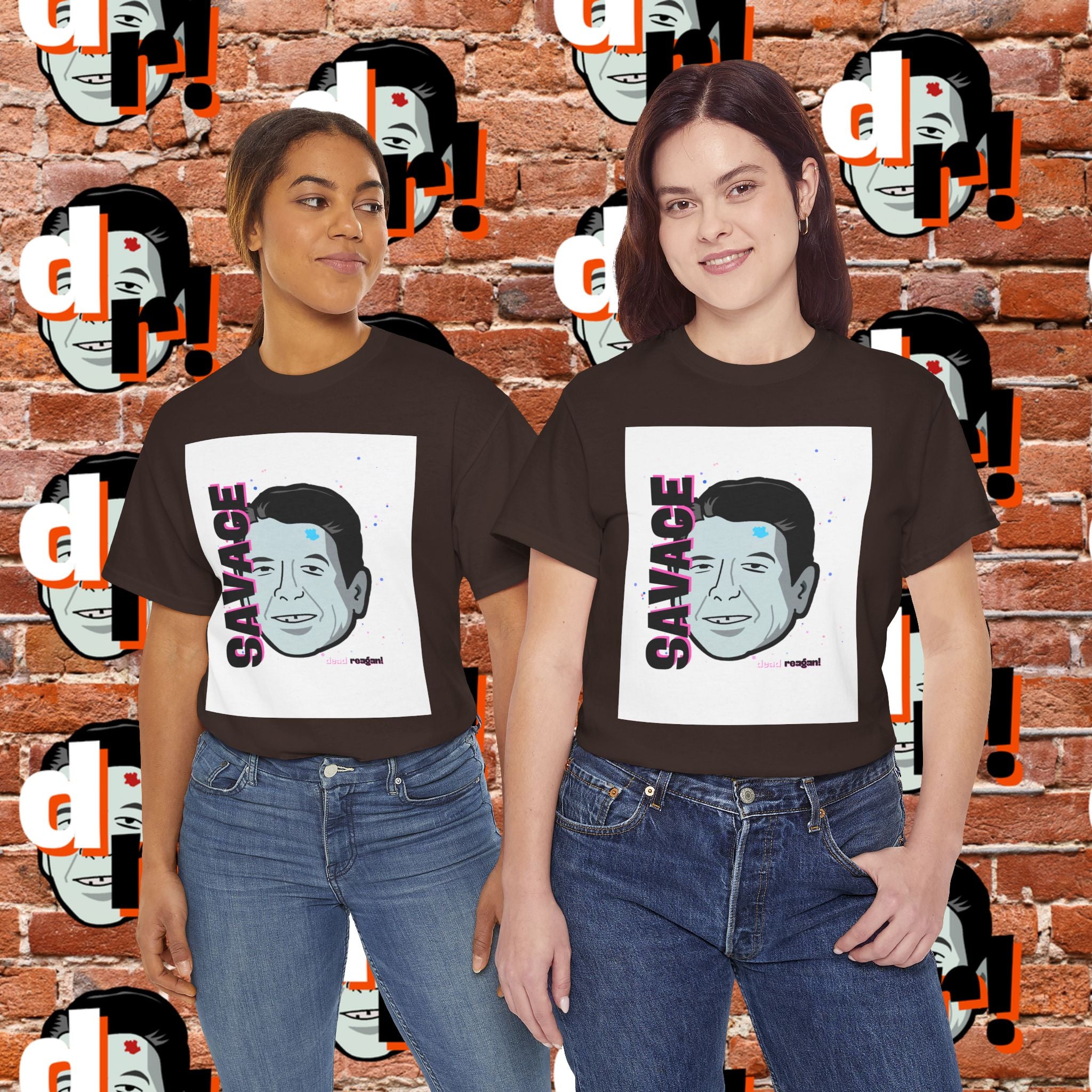 Savage Dead Reagan Graphic Tee White Pink