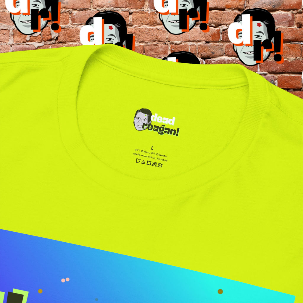 Savage Dead Reagan Graphic Tee Teal and Pink Gradient
