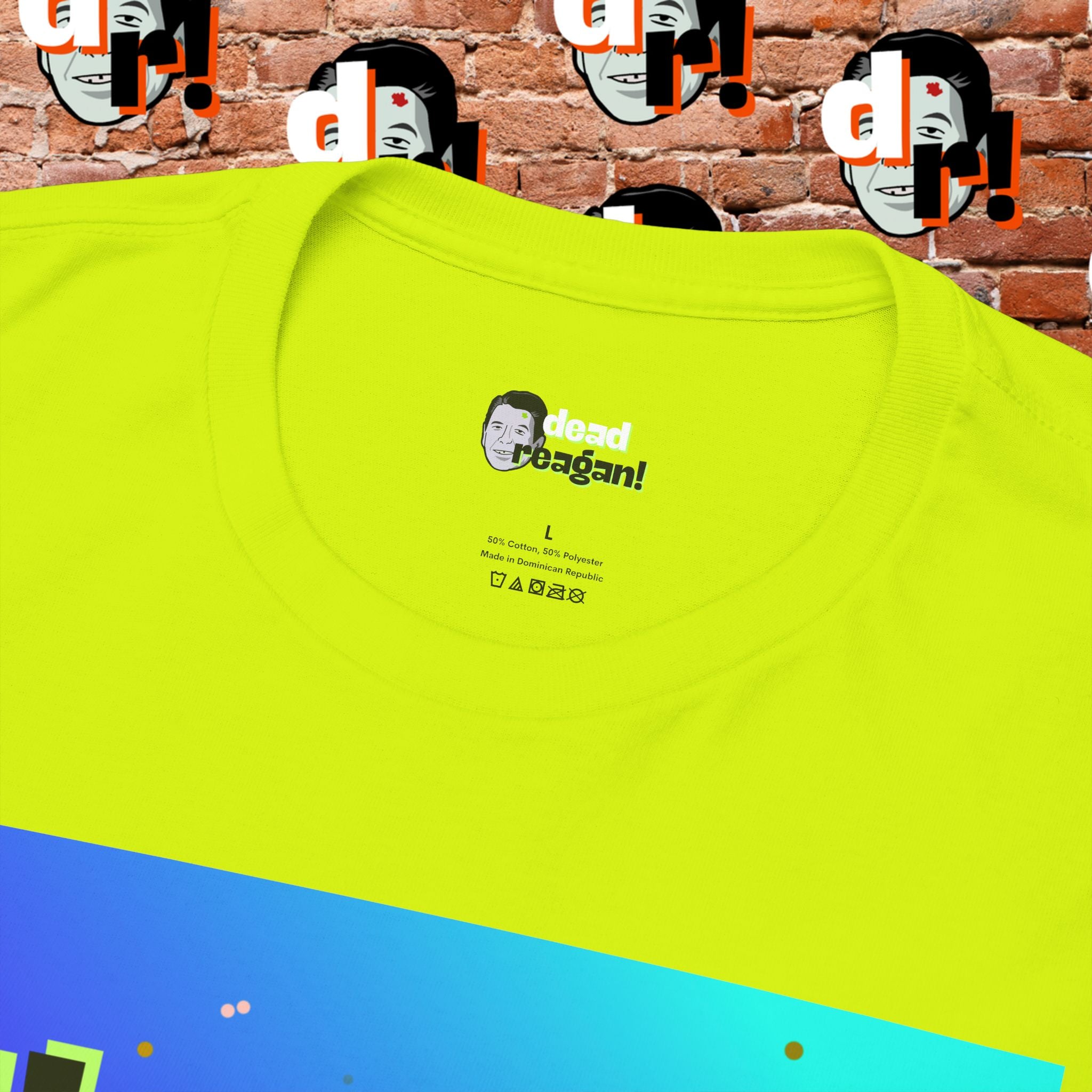 Savage Dead Reagan Graphic Tee Teal and Pink Gradient