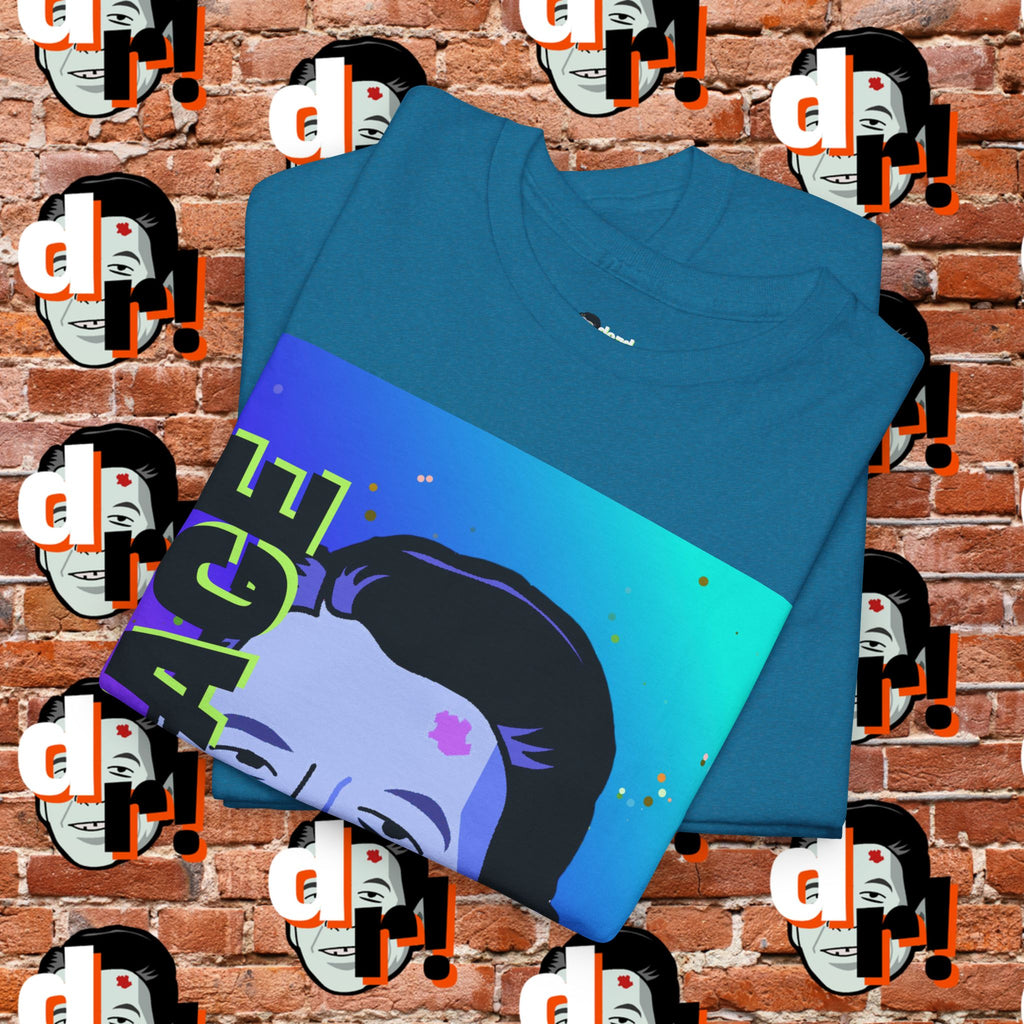 Savage Dead Reagan Graphic Tee Teal and Pink Gradient