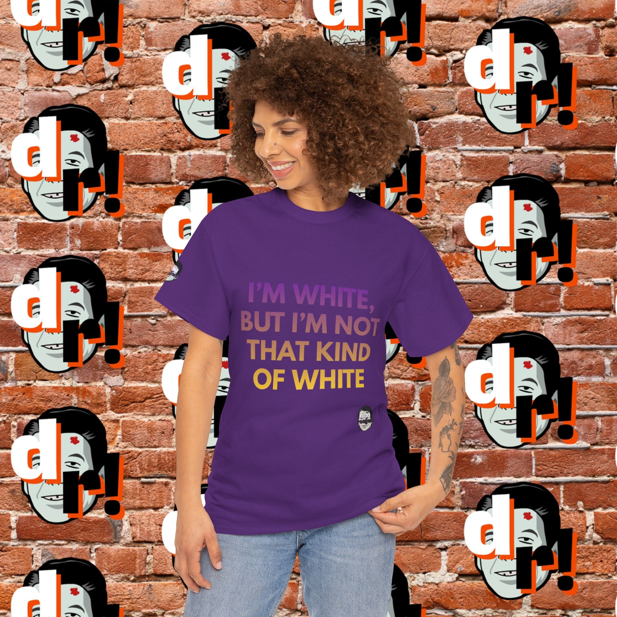I’m White But… (Purple/Yellow Gradient Letter) Unisex Heavy Cotton Tee