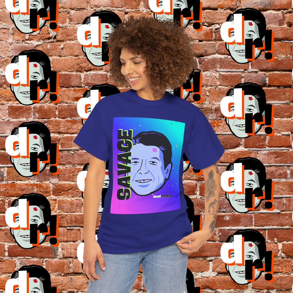 Savage Dead Reagan Graphic Tee Teal and Pink Gradient