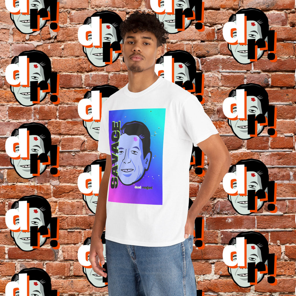 Savage Dead Reagan Graphic Tee Teal and Pink Gradient