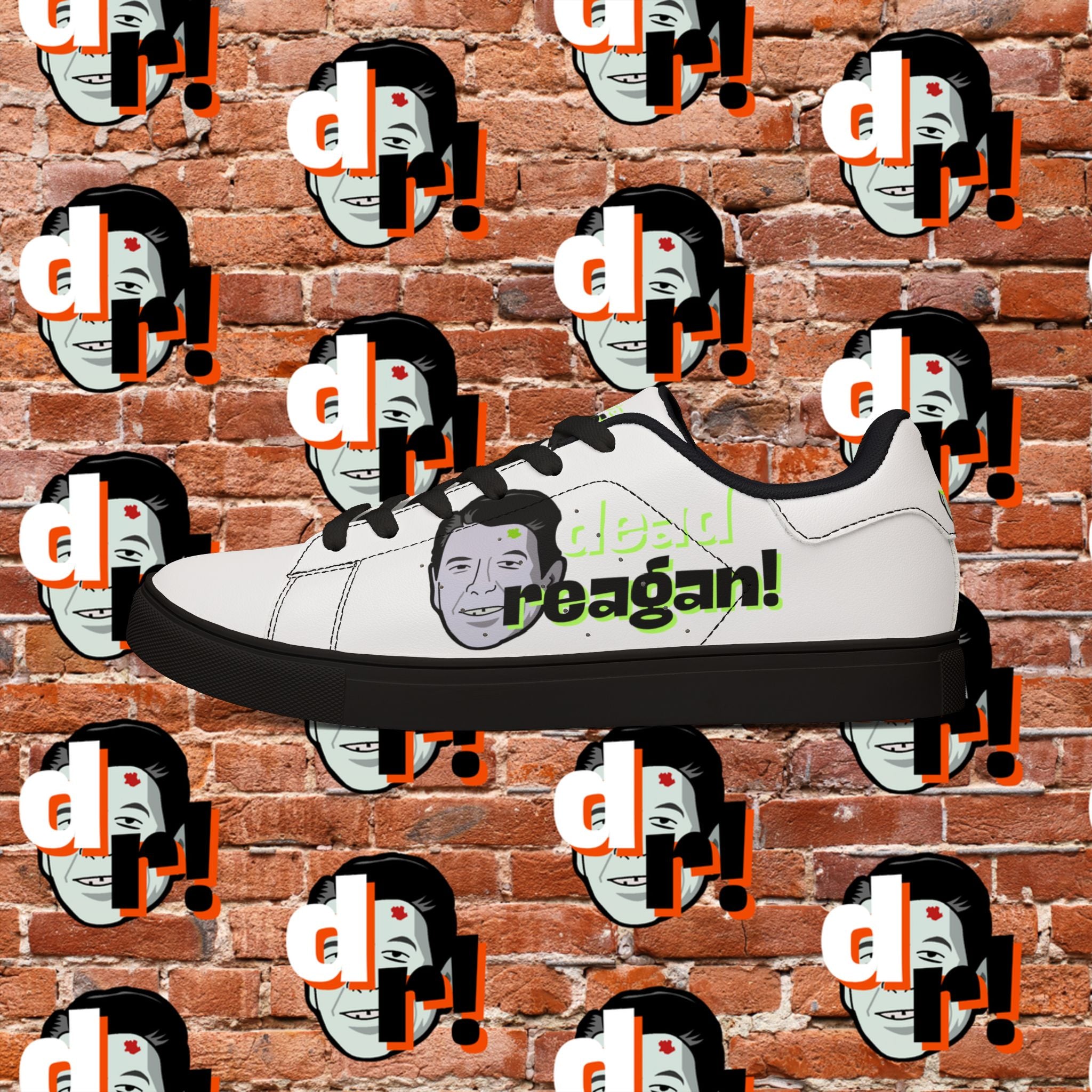 Dead Reagan (Lime) Men's Low-Top Pleather Sneakers