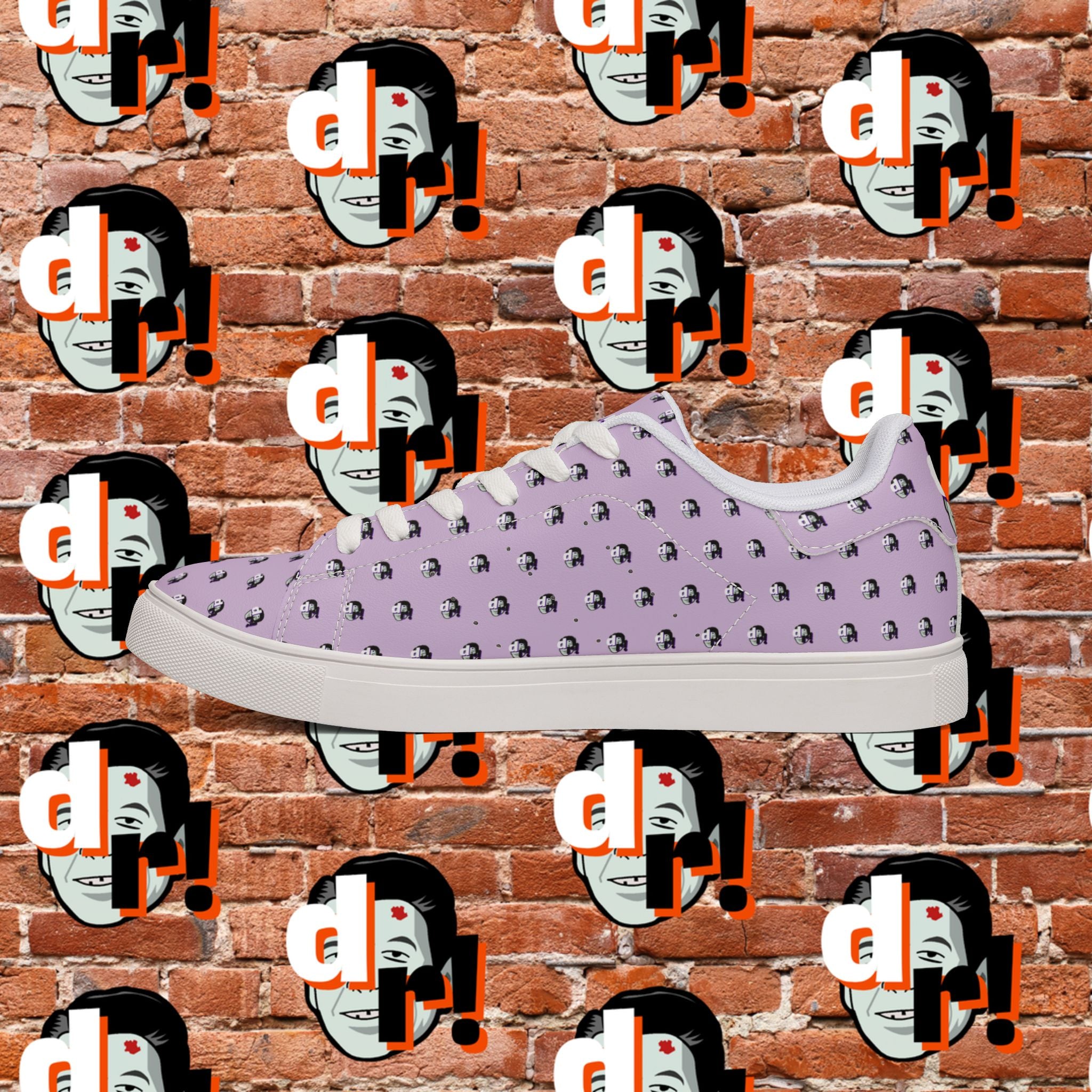 Dead Reagan Monogram All Over (Purple) Men's Low-Top Pleather Sneakers