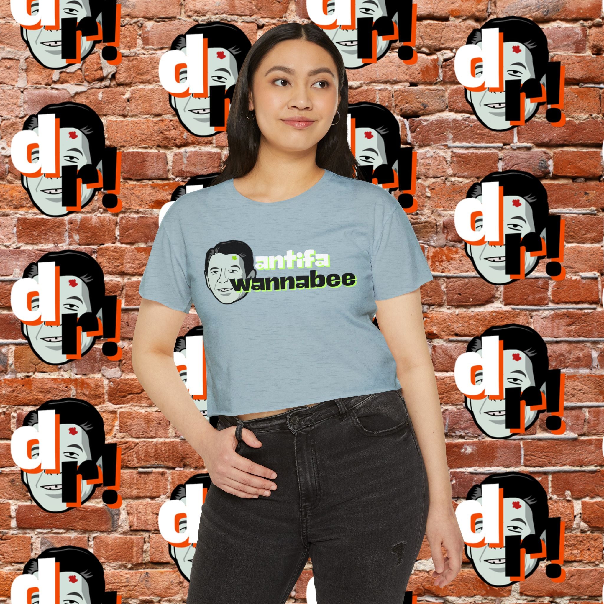 Antifa Wannabee Festival Crop Top (Lime Letter)