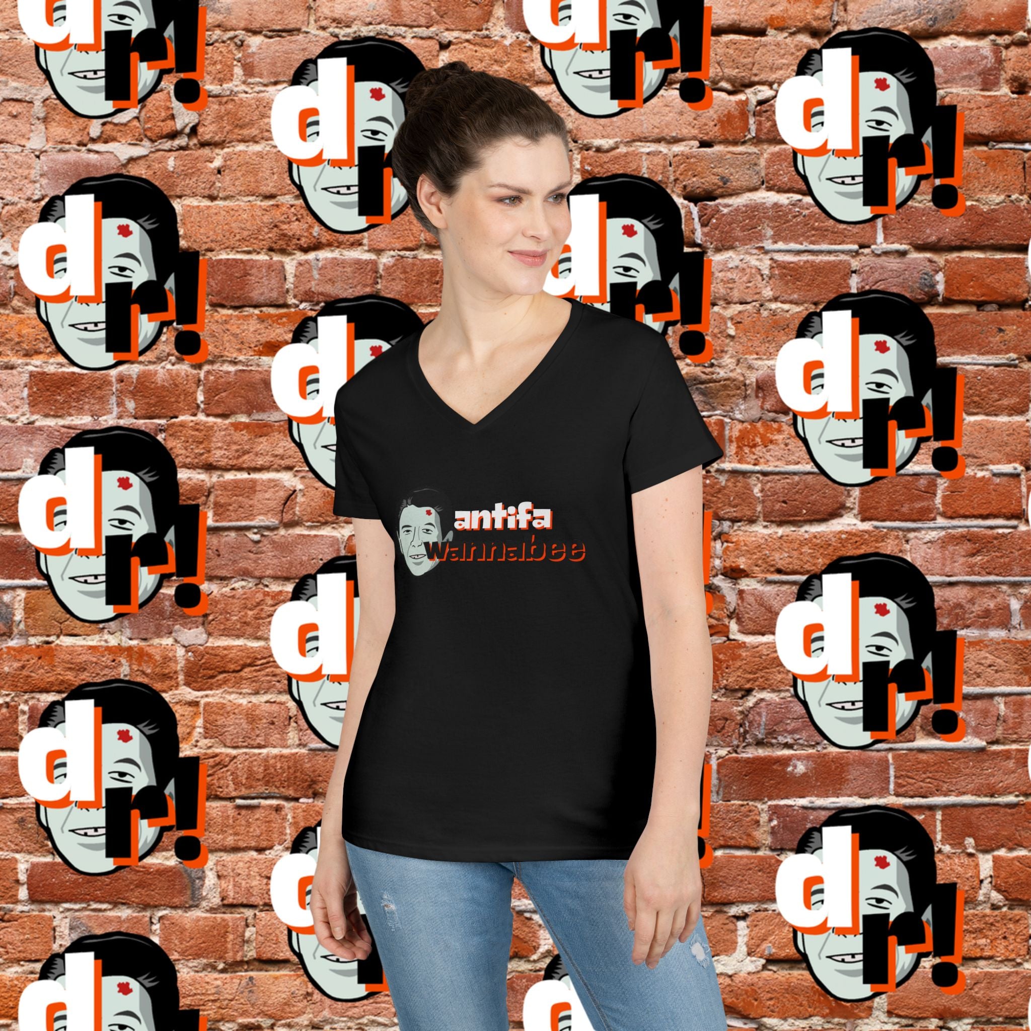 Antifa Wannabee Ladies' V-Neck T-Shirt