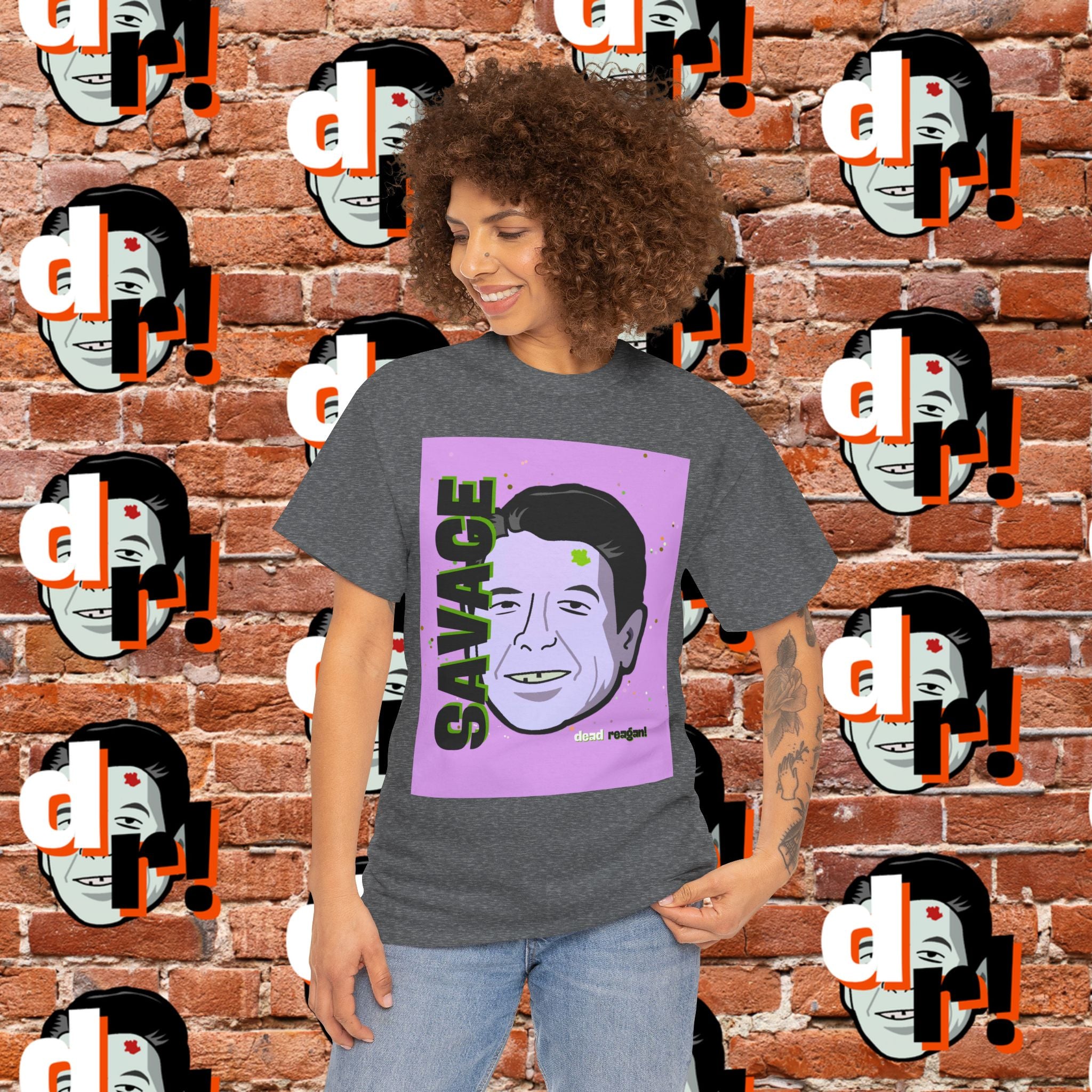 Savage Dead Reagan Graphic Tee Lavender and Lime