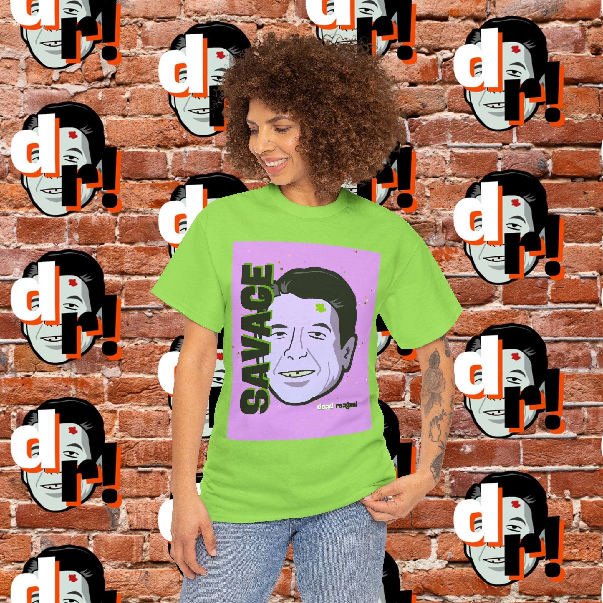 Savage Dead Reagan Graphic Tee Lavender and Lime