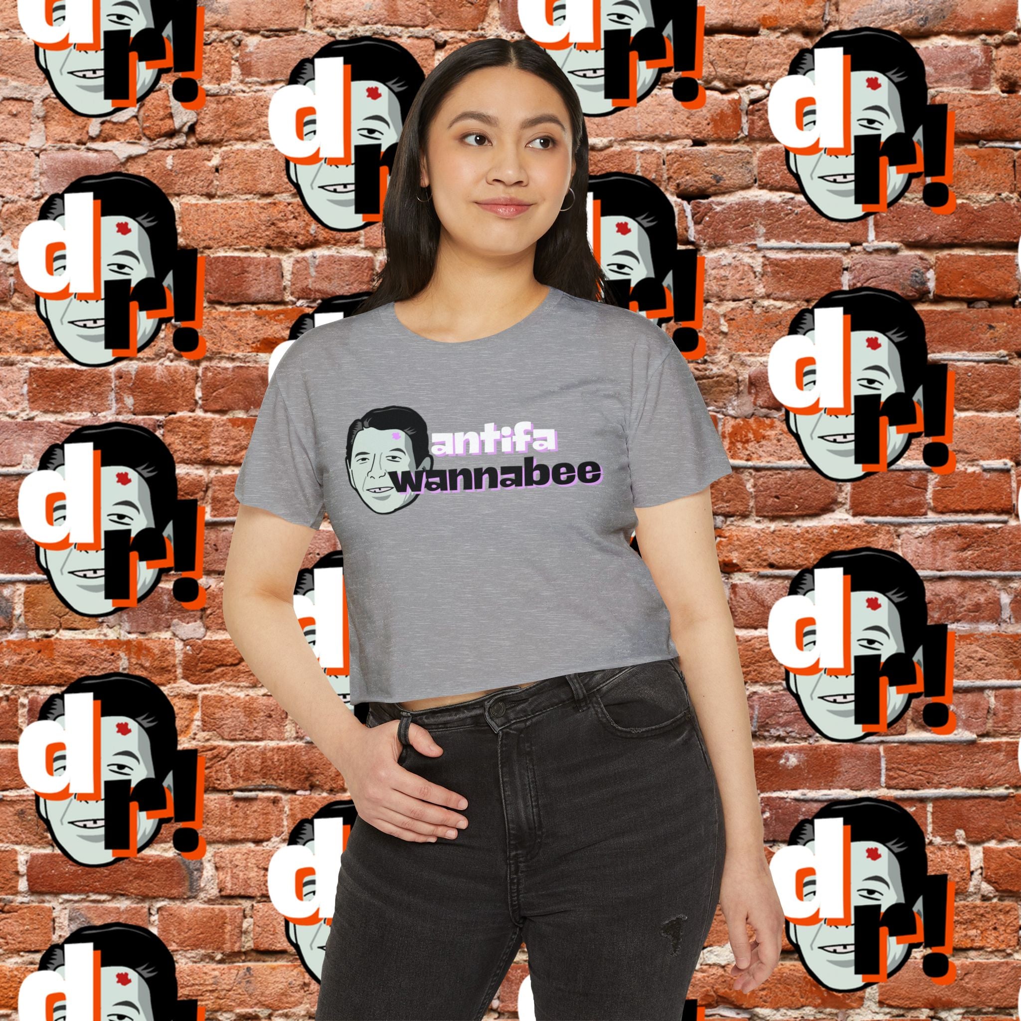 Antifa Wannabe Festival Crop Top (Lavender Letter)