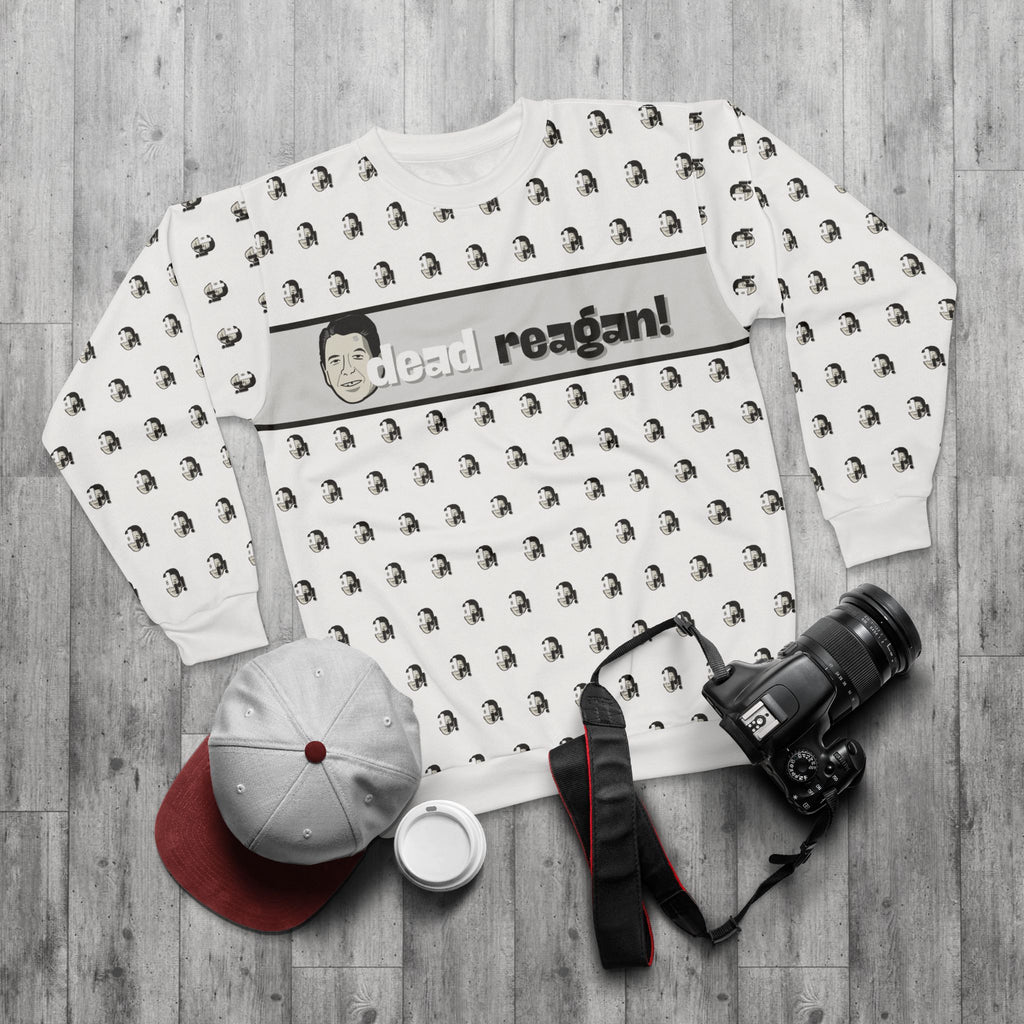 Dead Reagan All-Over Print Crewneck Sweatshirt (White)
