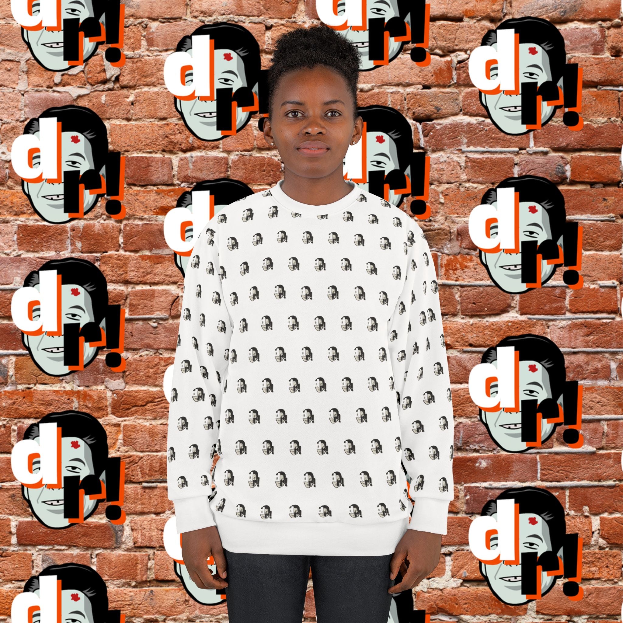 Dead Reagan Monogram Logo Print Crewneck Sweatshirt (White)