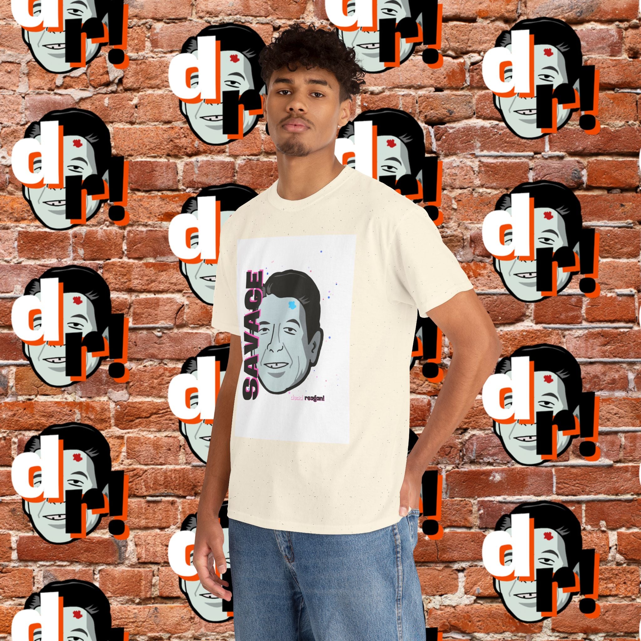 Savage Dead Reagan Graphic Tee White Pink
