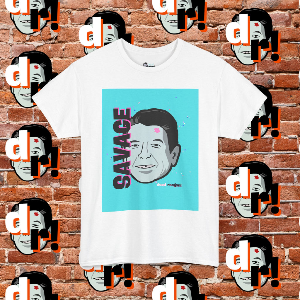 Savage Dead Reagan Graphic Tee Teal and Pink