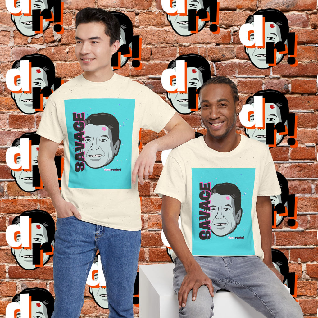 Savage Dead Reagan Graphic Tee Teal and Pink