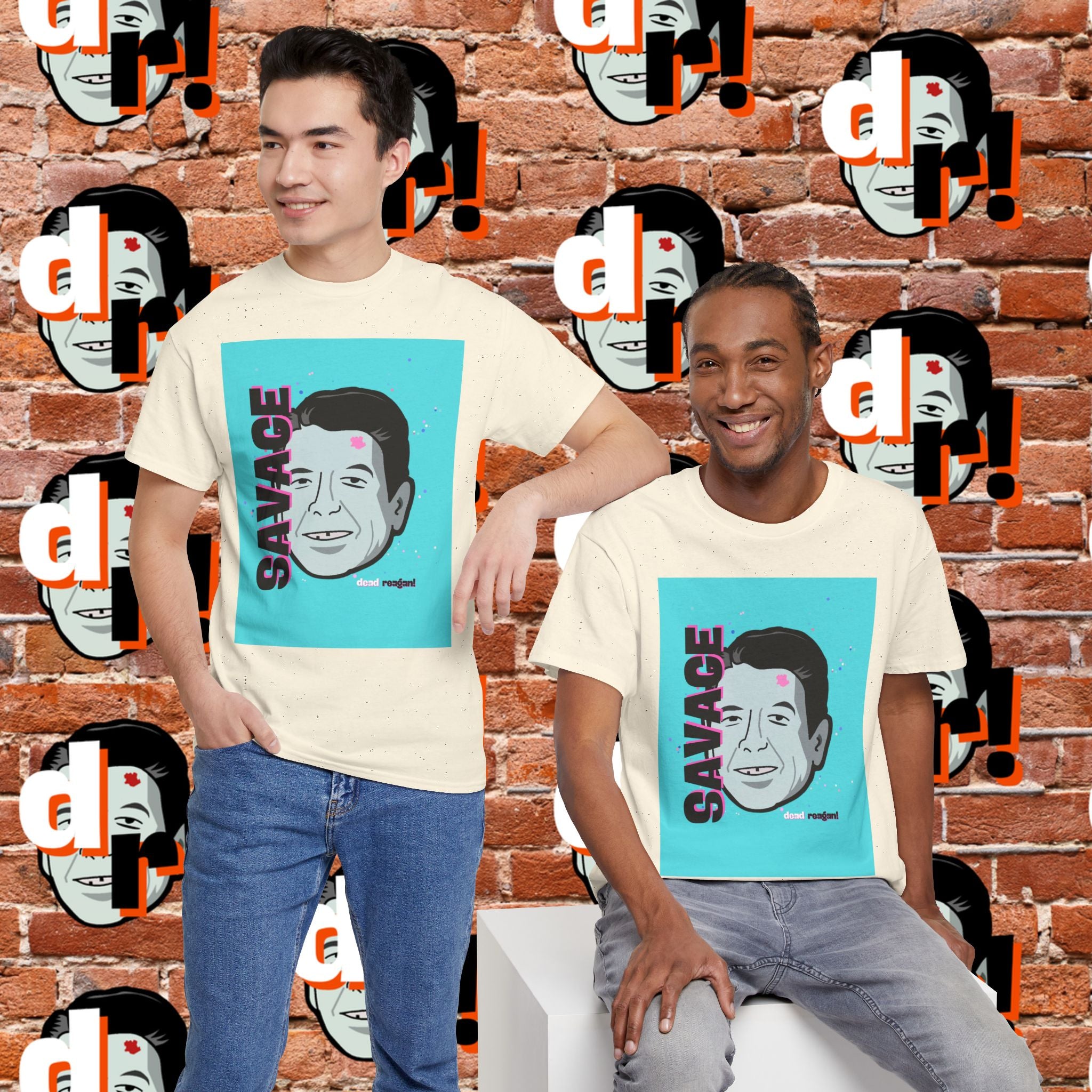 Savage Dead Reagan Graphic Tee Teal and Pink