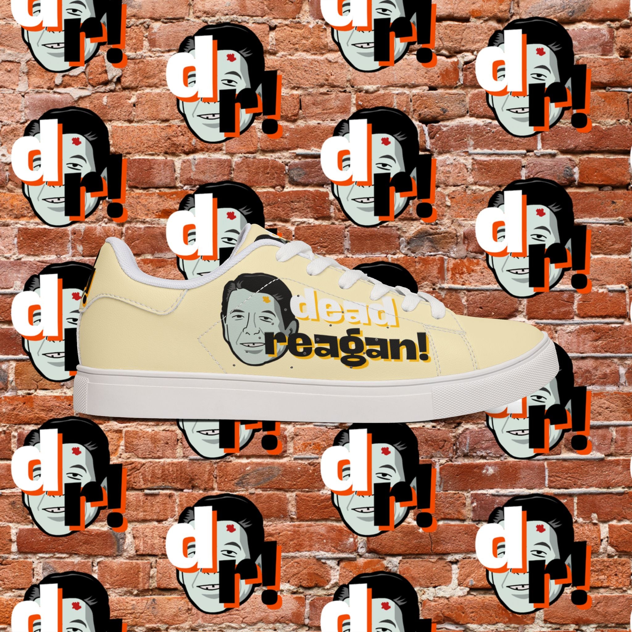 Dead Reagan (Yellow/Custard) Men's Low-Top Pleather Sneakers