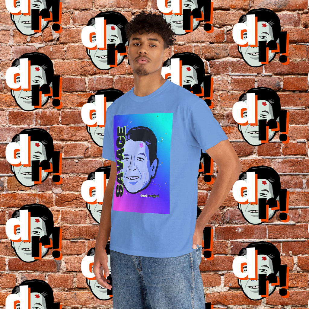 Savage Dead Reagan Graphic Tee Teal and Pink Gradient