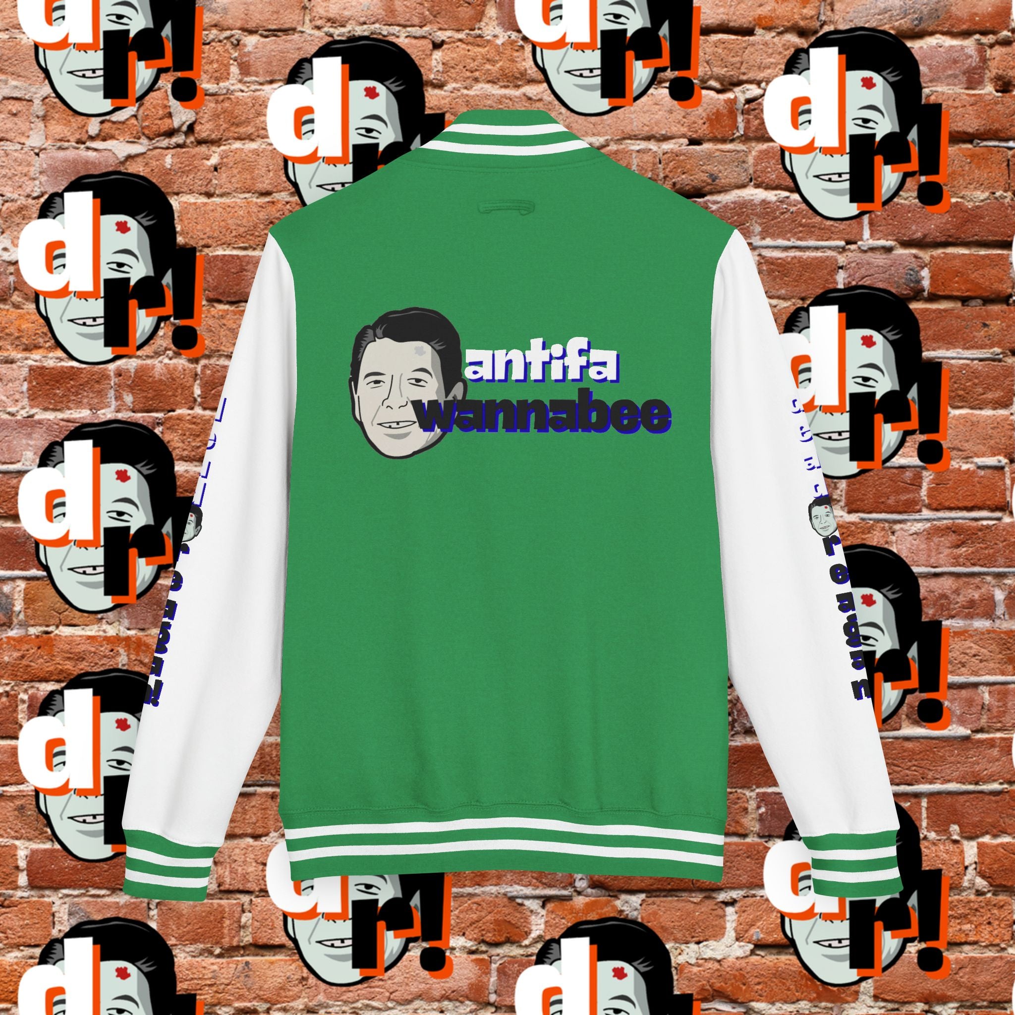 Antifa Wannabee Graphic Varsity Jacket