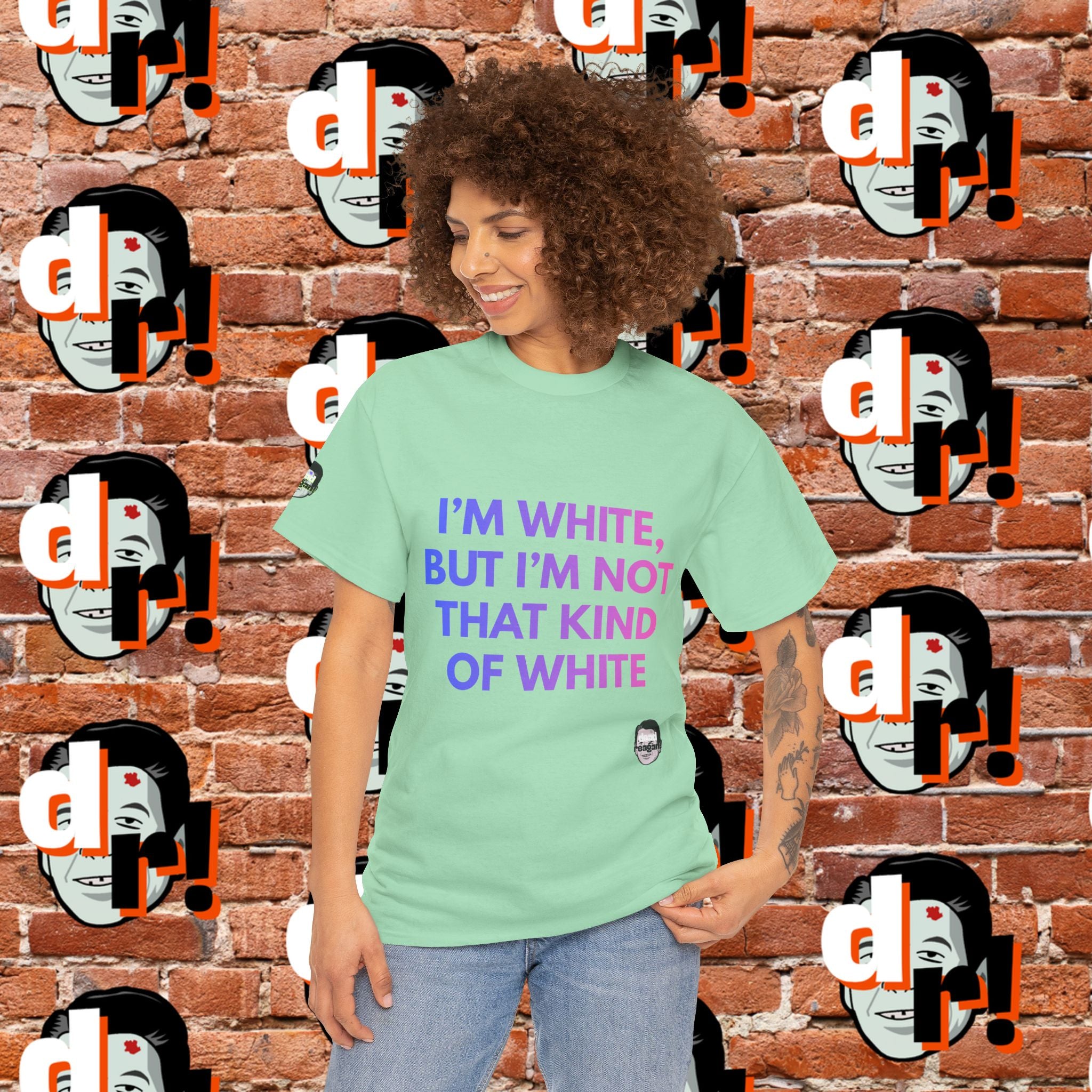 I’m White But… (Pink/Blue Gradient Letter) Unisex Heavy Cotton Tee