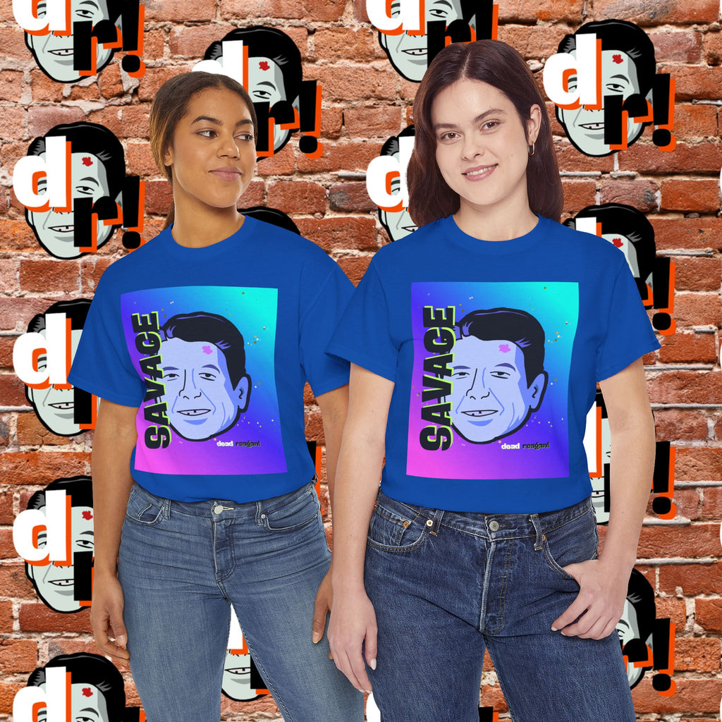 Savage Dead Reagan Graphic Tee Teal and Pink Gradient