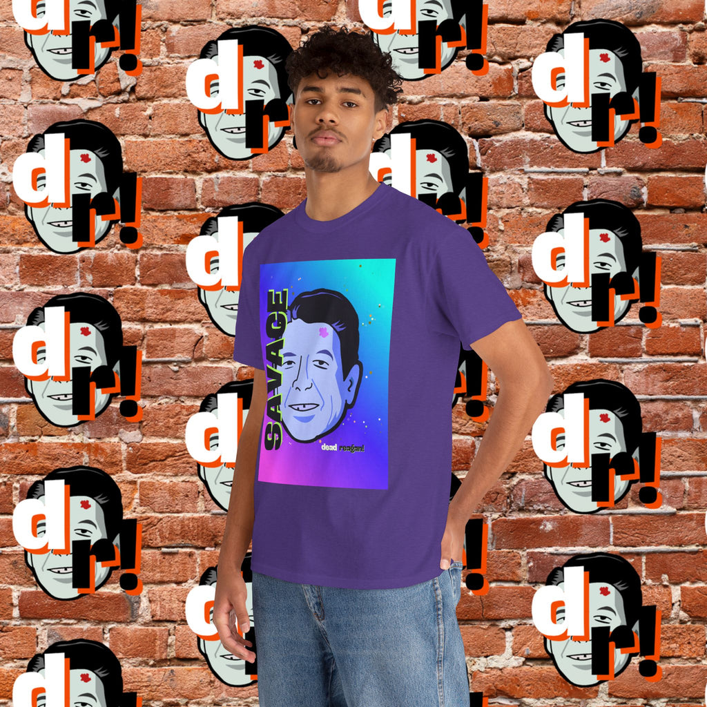 Savage Dead Reagan Graphic Tee Teal and Pink Gradient