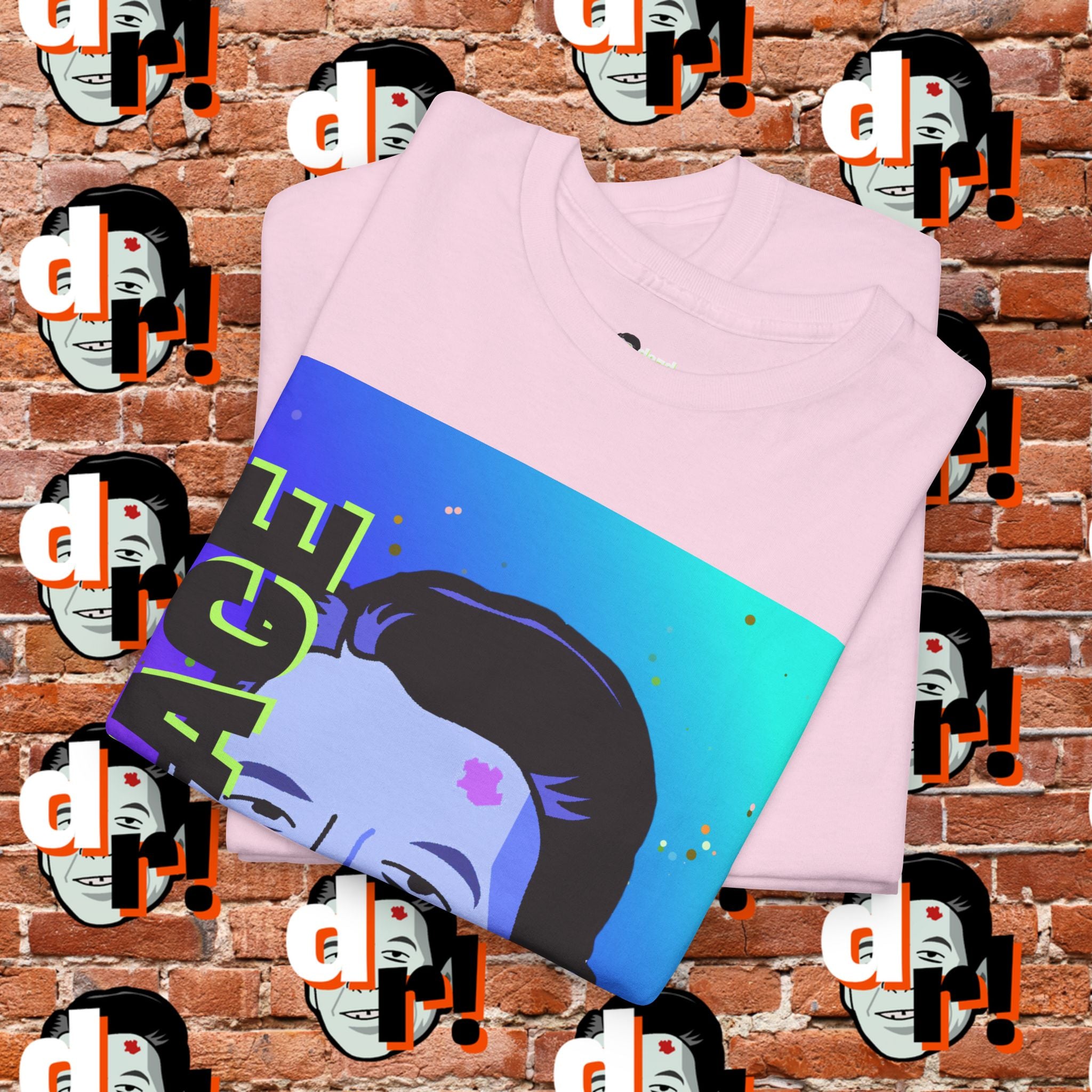 Savage Dead Reagan Graphic Tee Teal and Pink Gradient