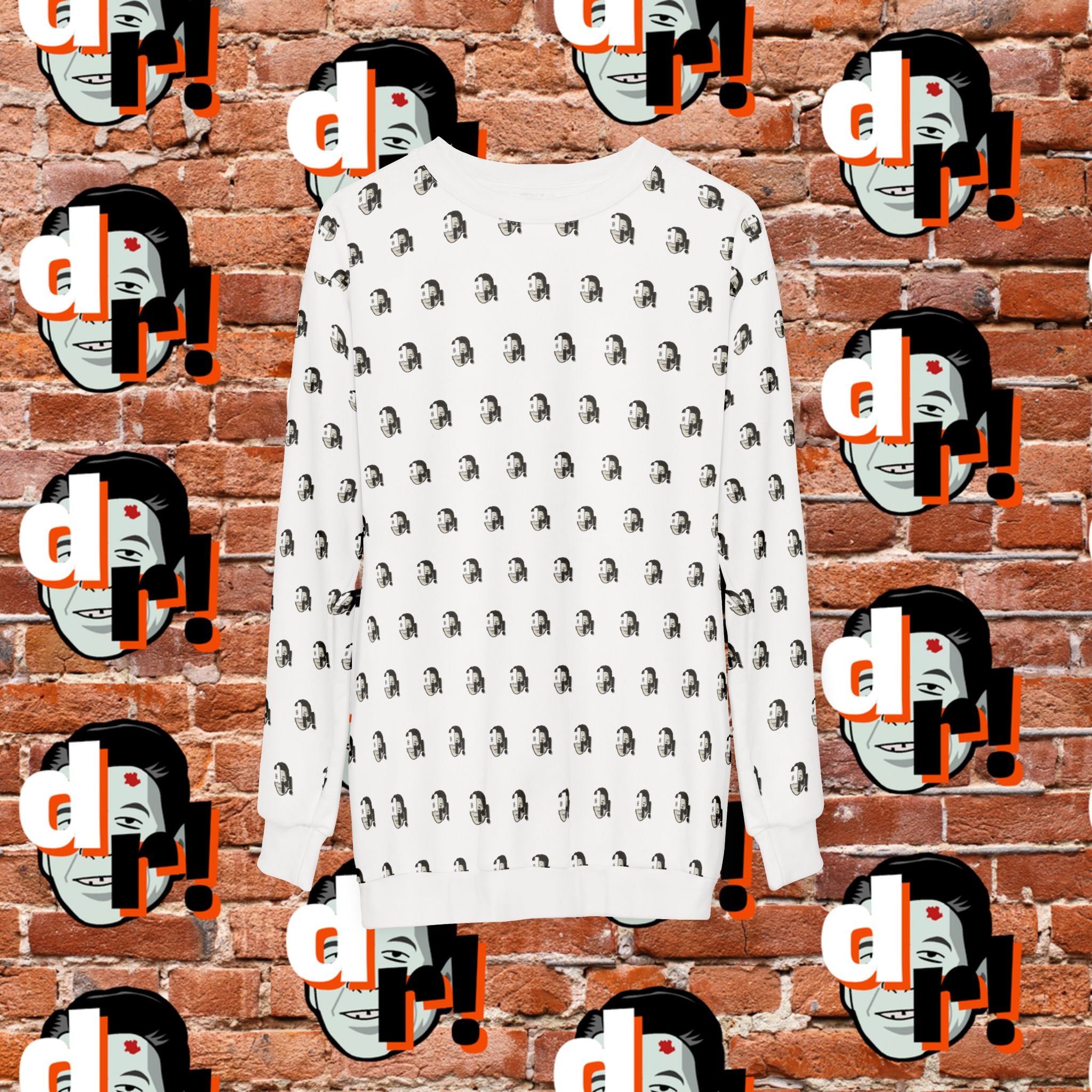 Dead Reagan Monogram Logo Print Crewneck Sweatshirt (White)