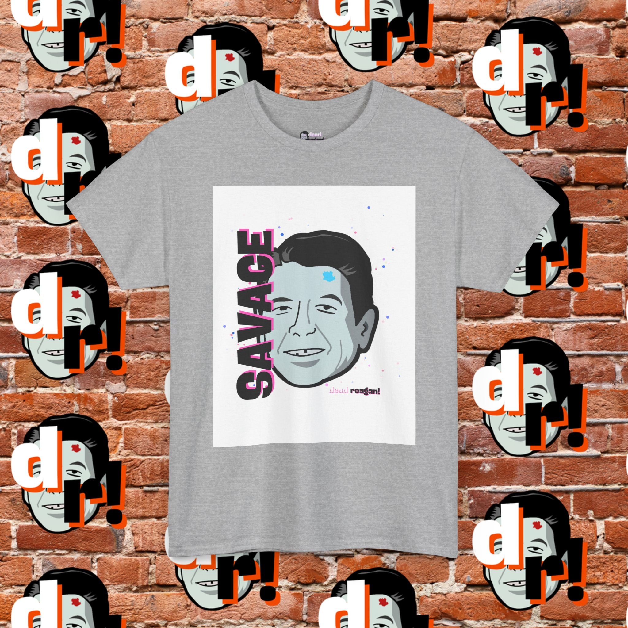 Savage Dead Reagan Graphic Tee White Pink
