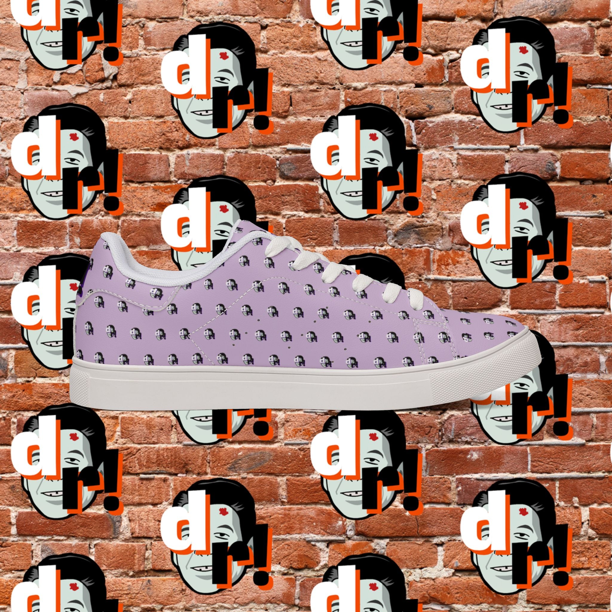 Dead Reagan Monogram All Over (Purple) Men's Low-Top Pleather Sneakers