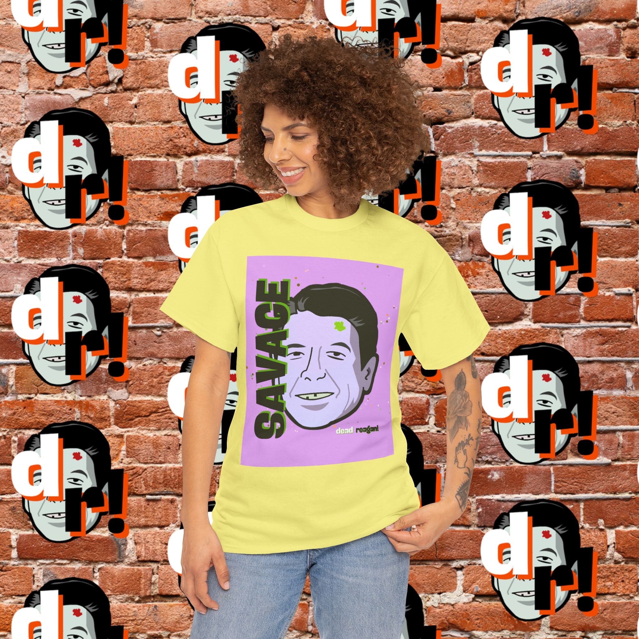 Savage Dead Reagan Graphic Tee Lavender and Lime