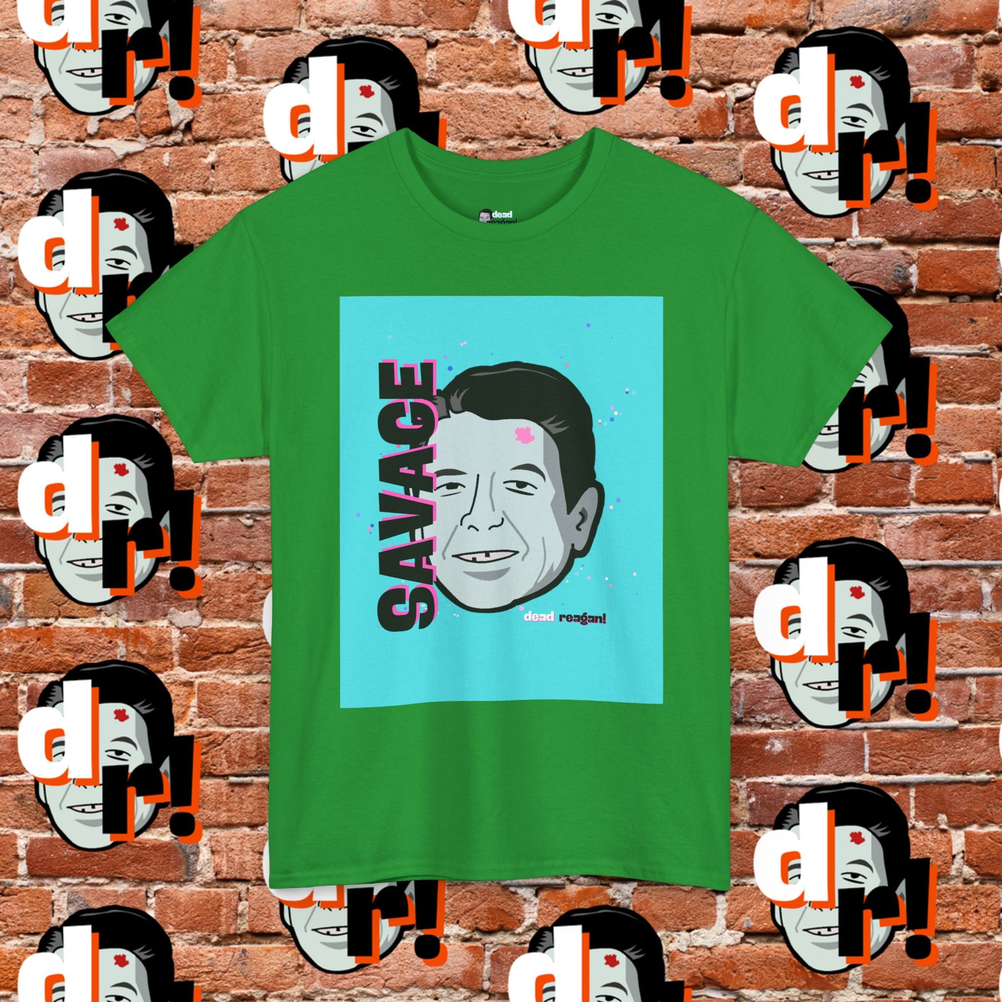 Savage Dead Reagan Graphic Tee Teal and Pink