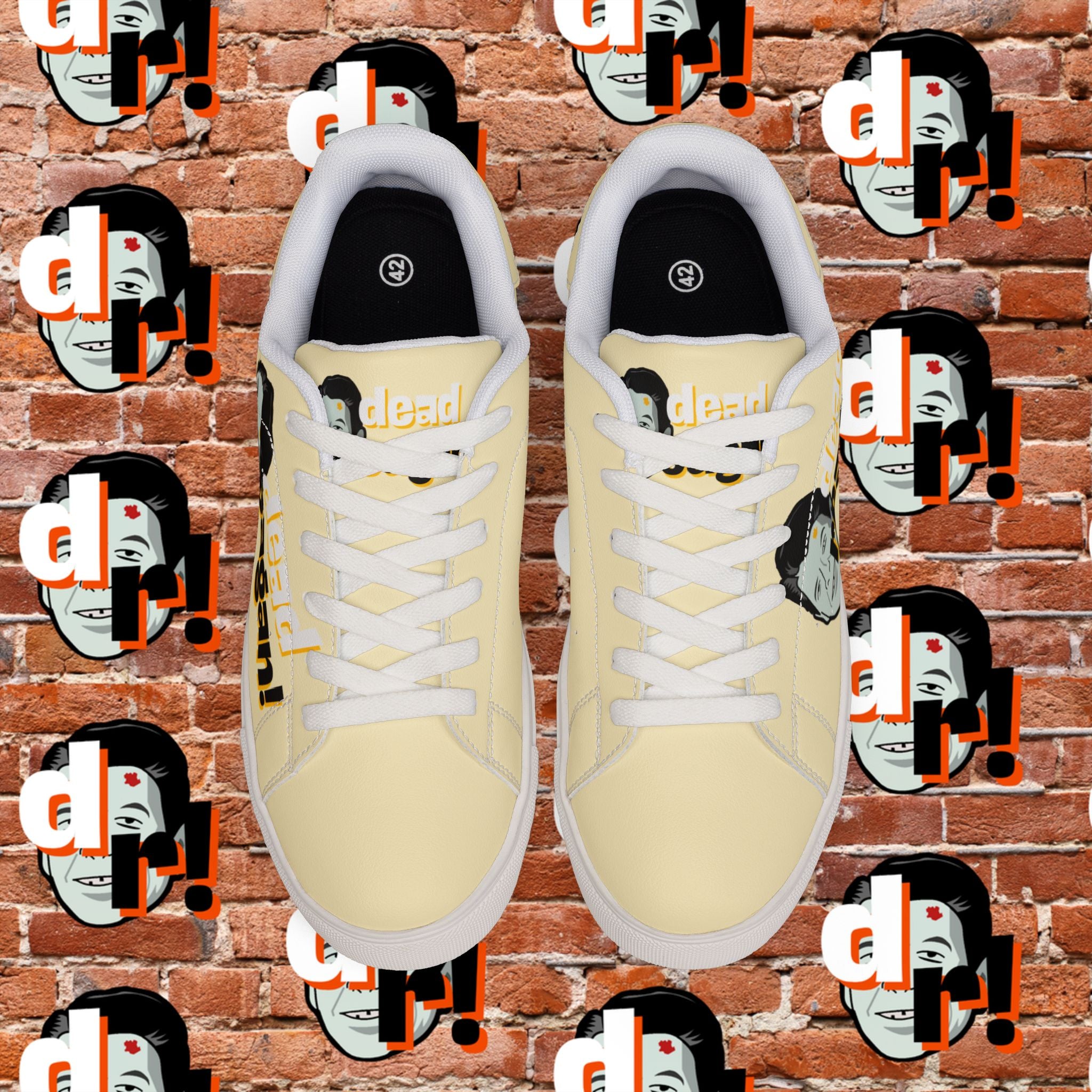 Dead Reagan (Yellow/Custard) Men's Low-Top Pleather Sneakers