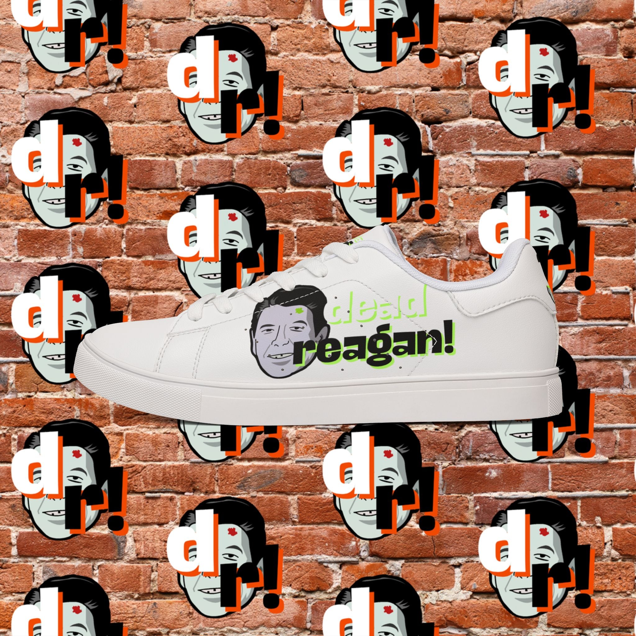 Dead Reagan (Lime) Men's Low-Top Pleather Sneakers
