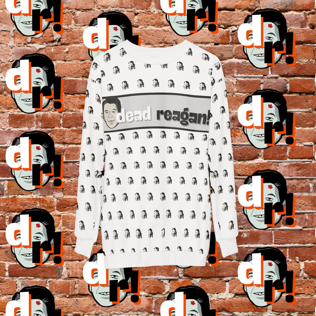 Dead Reagan All-Over Print Crewneck Sweatshirt (White)