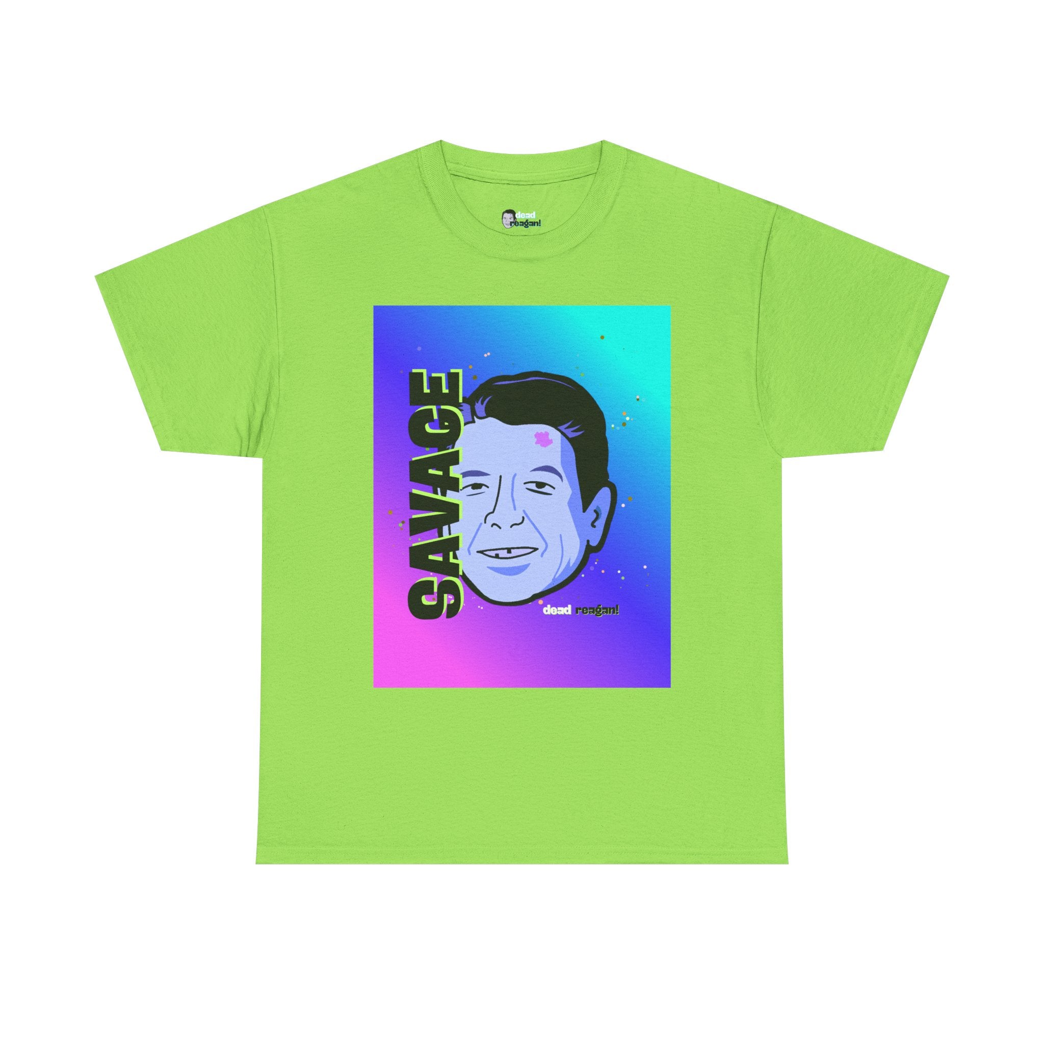Savage Dead Reagan Graphic Tee Teal and Pink Gradient