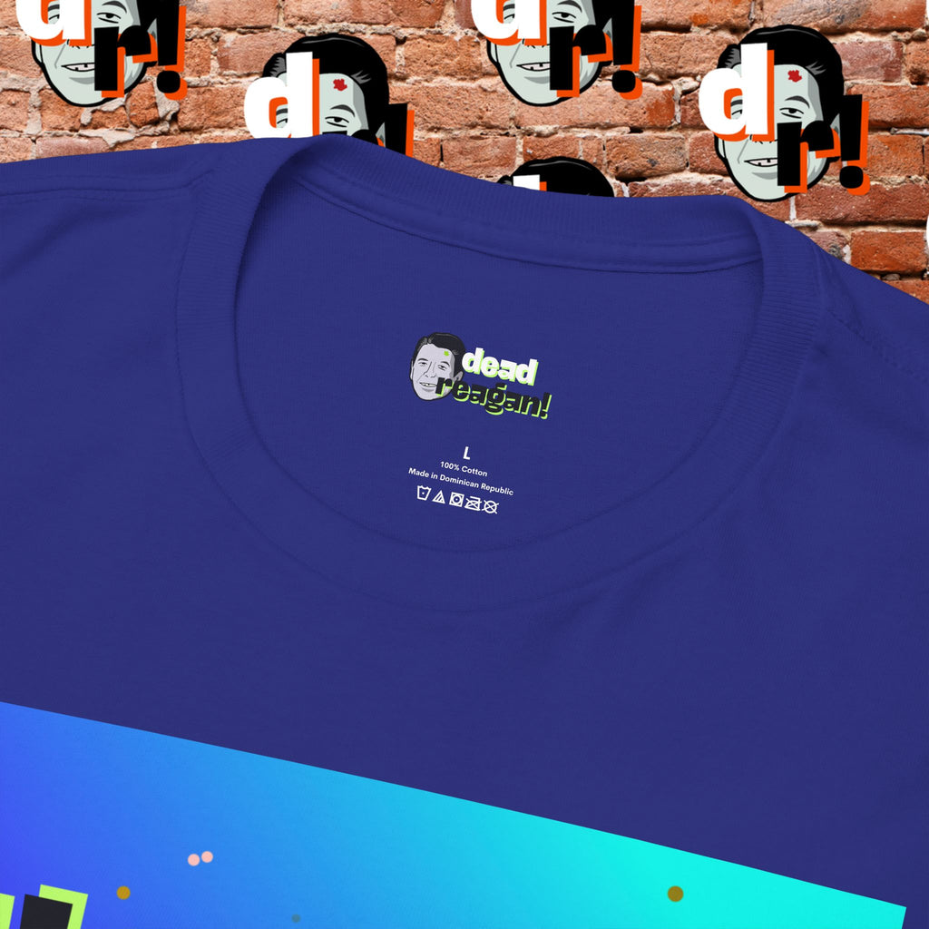 Savage Dead Reagan Graphic Tee Teal and Pink Gradient