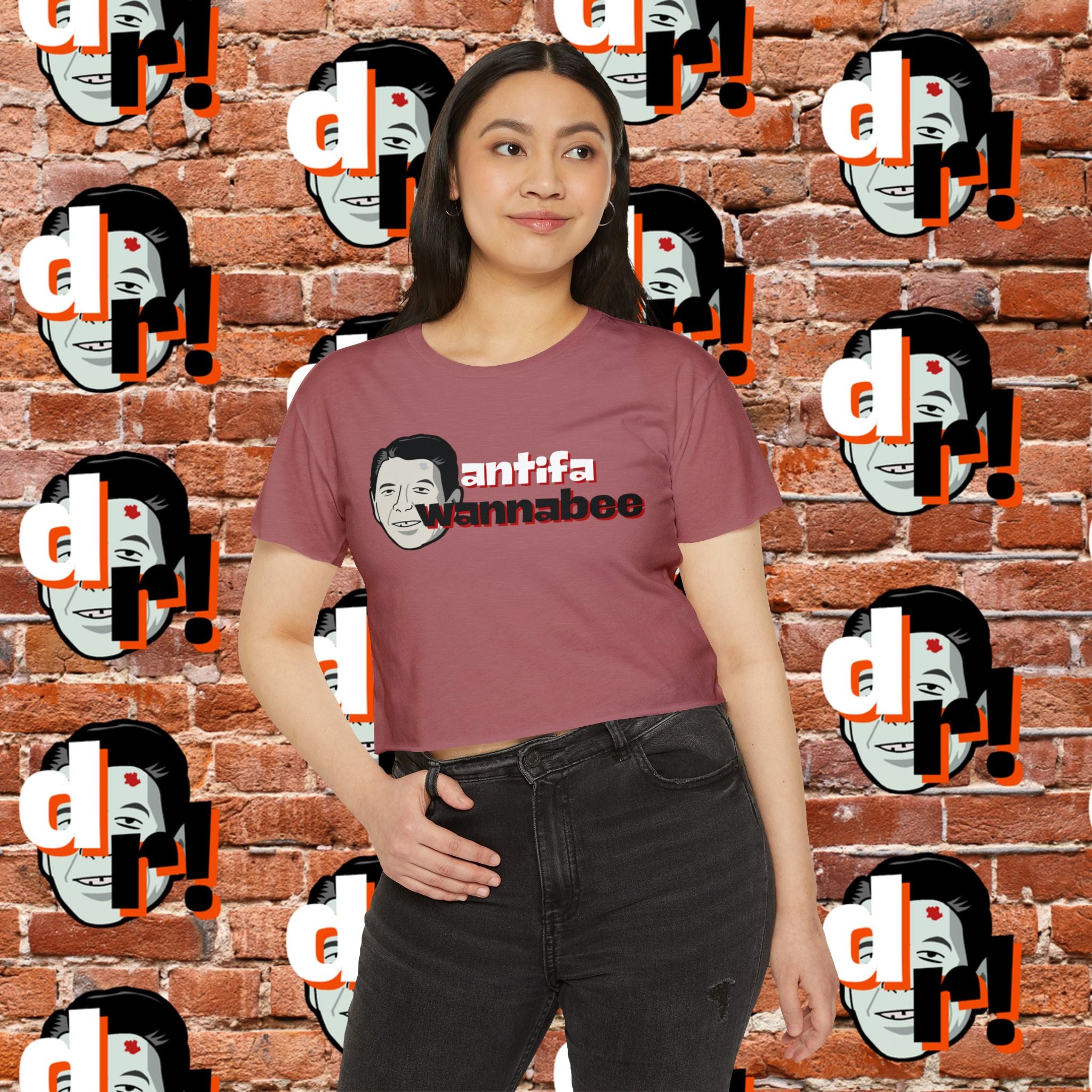 Antifa Wannabee Festival Crop Top (Red Letter)