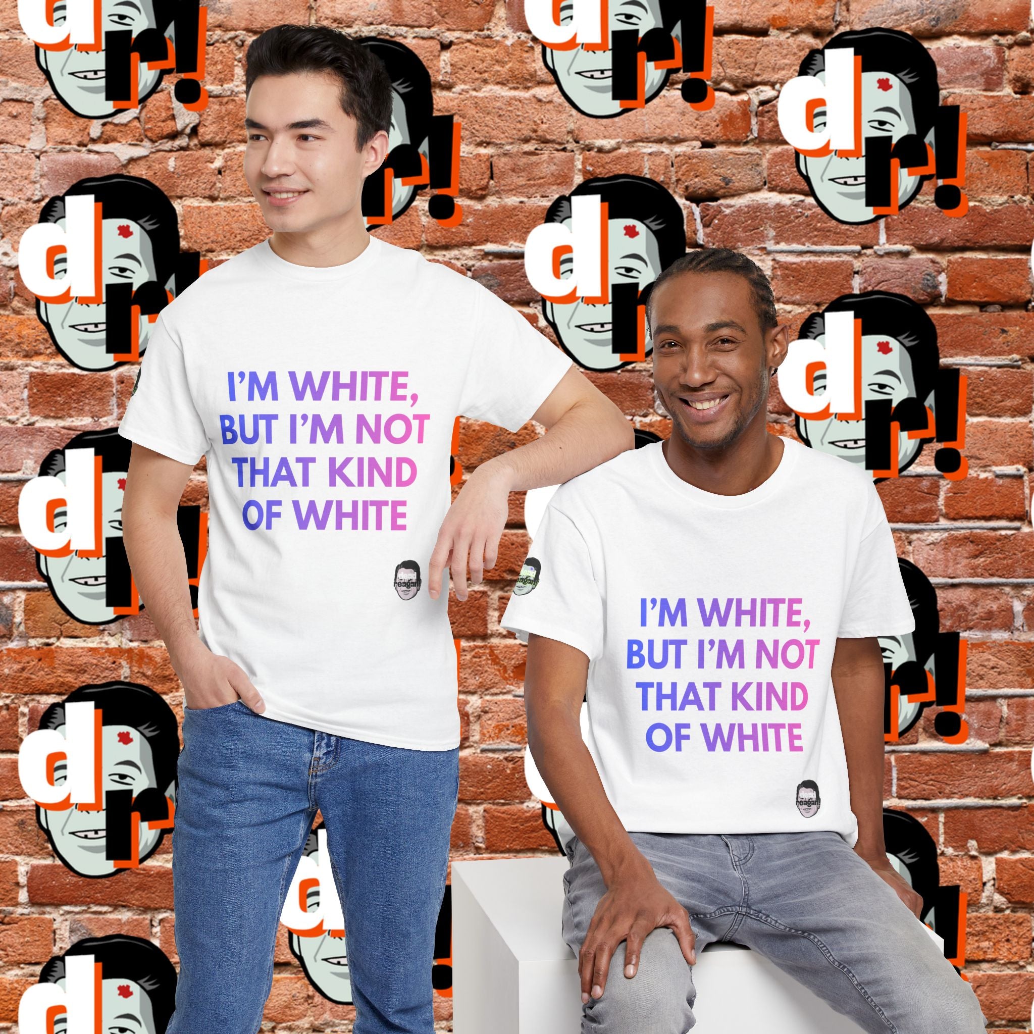 I’m White But… (Pink/Blue Gradient Letter) Unisex Heavy Cotton Tee