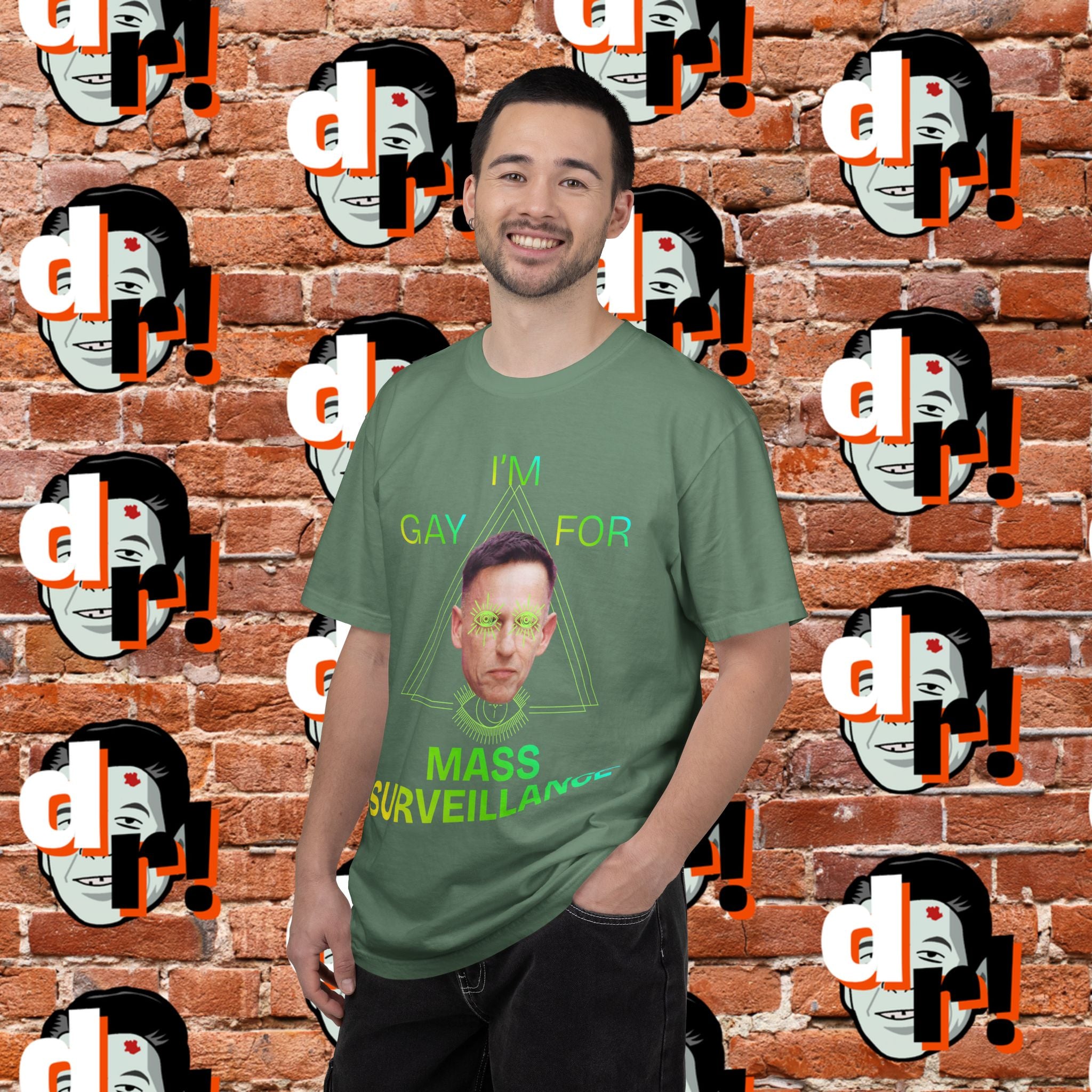 Gay for Mass Surveillance (Lime) Cotton T- Shirt