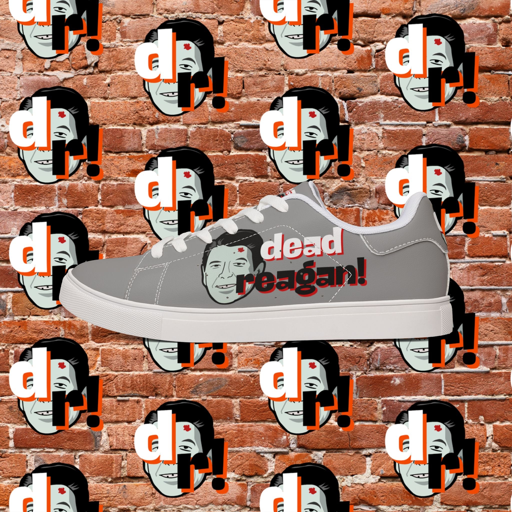 Dead Reagan (Red/Gray) Men's Low-Top Pleather Sneakers