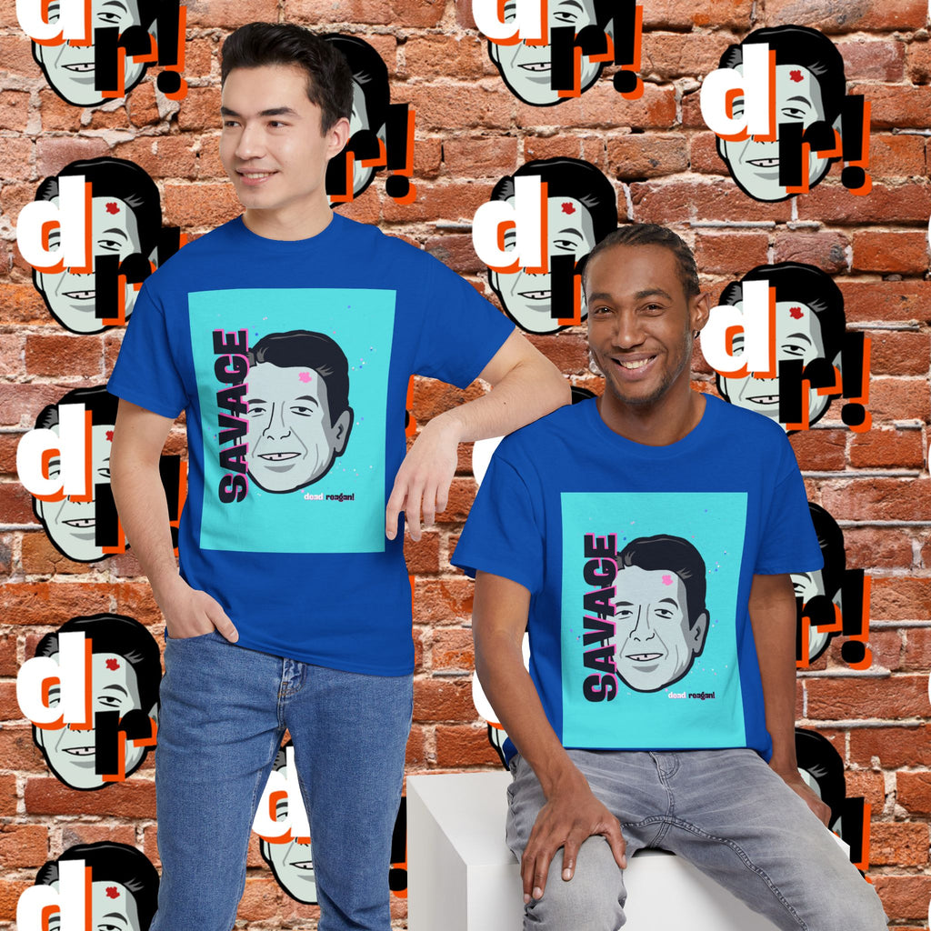 Savage Dead Reagan Graphic Tee Teal and Pink