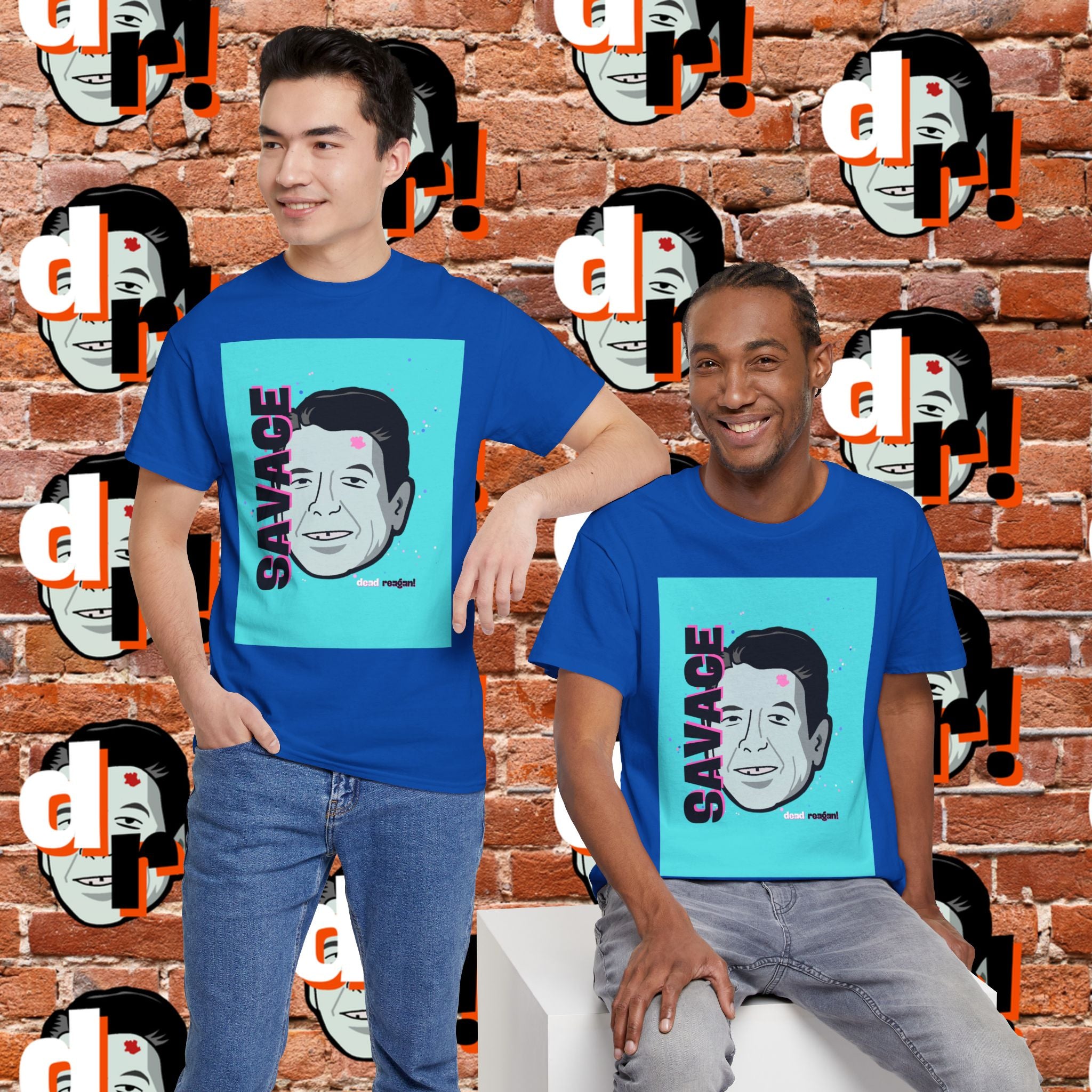 Savage Dead Reagan Graphic Tee Teal and Pink