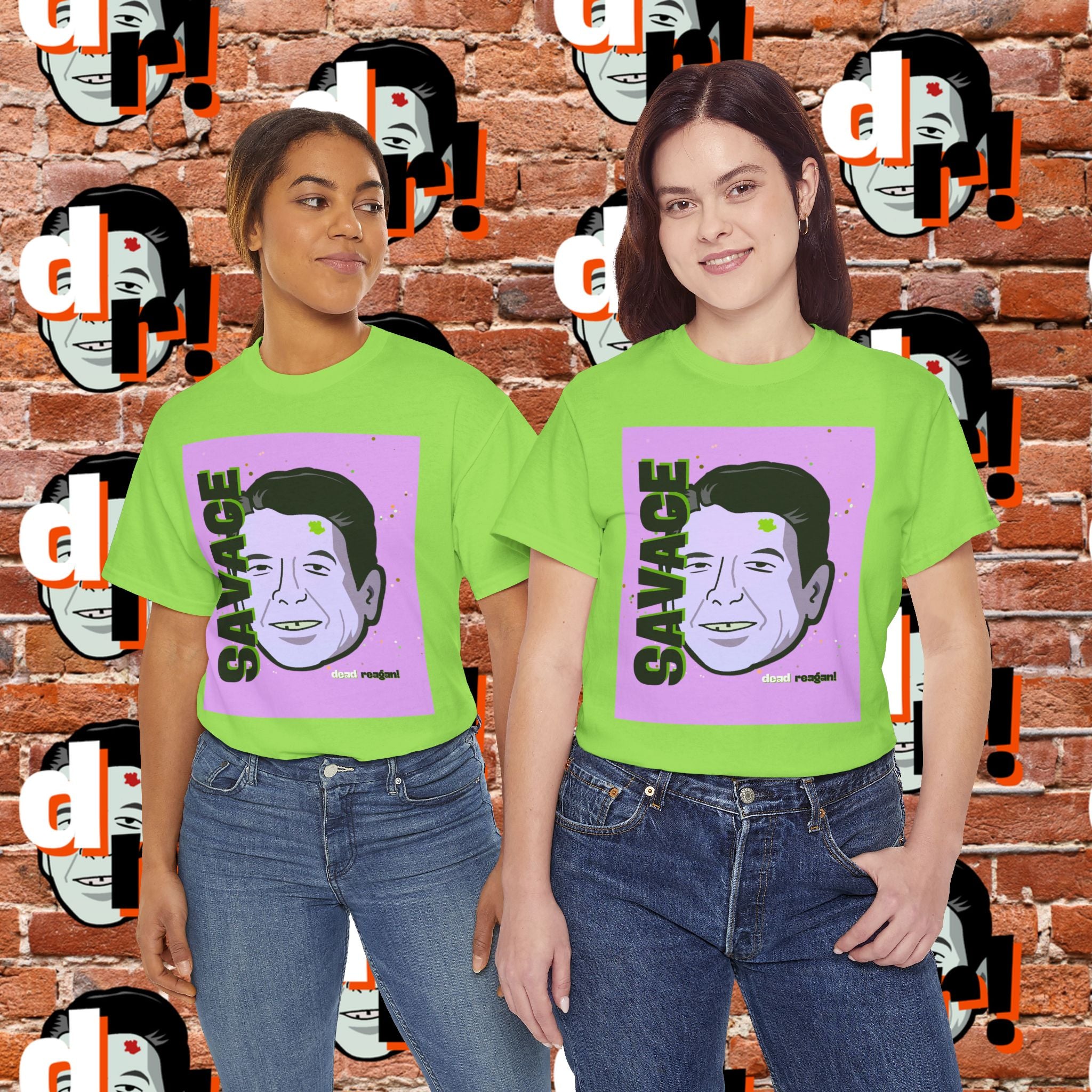 Savage Dead Reagan Graphic Tee Lavender and Lime