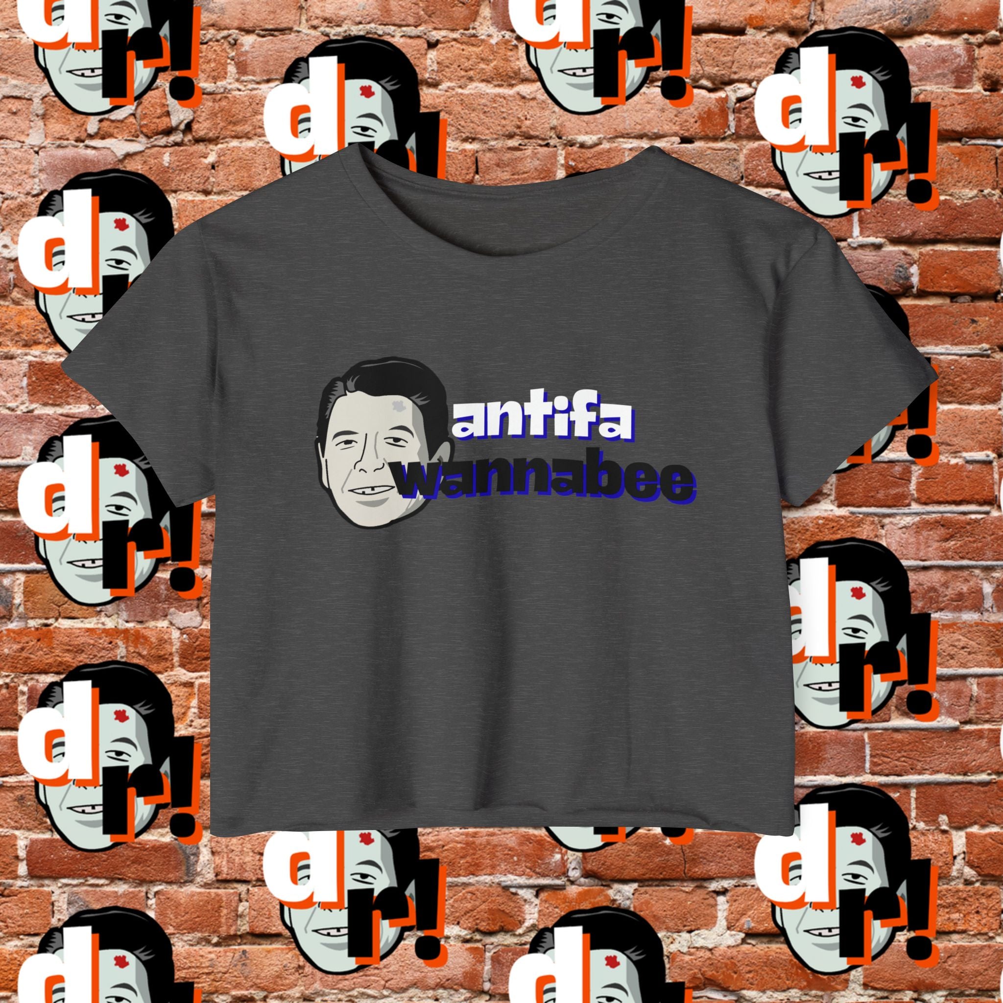 Antifa Wannabe Festival Crop Top (Blue Letter)