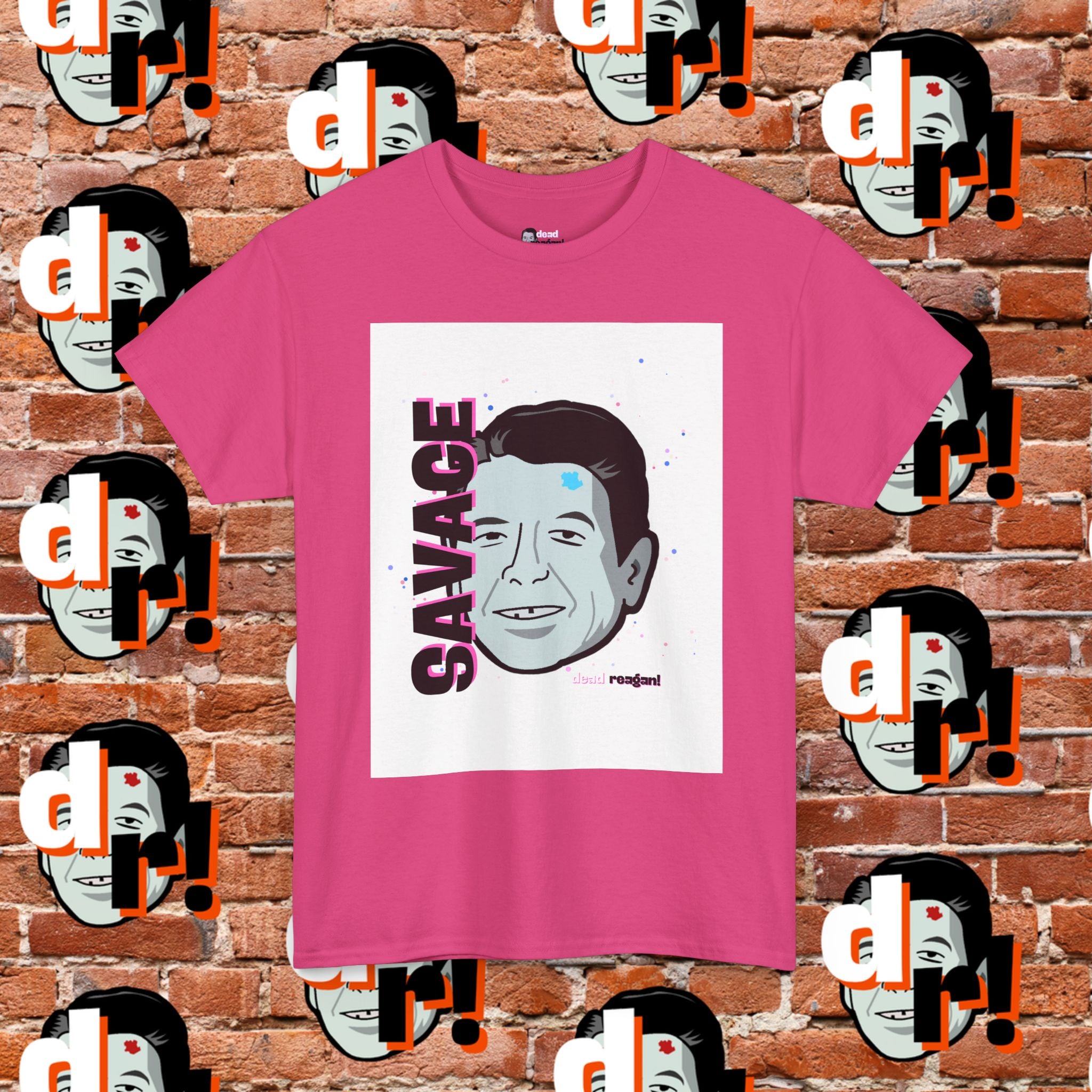 Savage Dead Reagan Graphic Tee White Pink