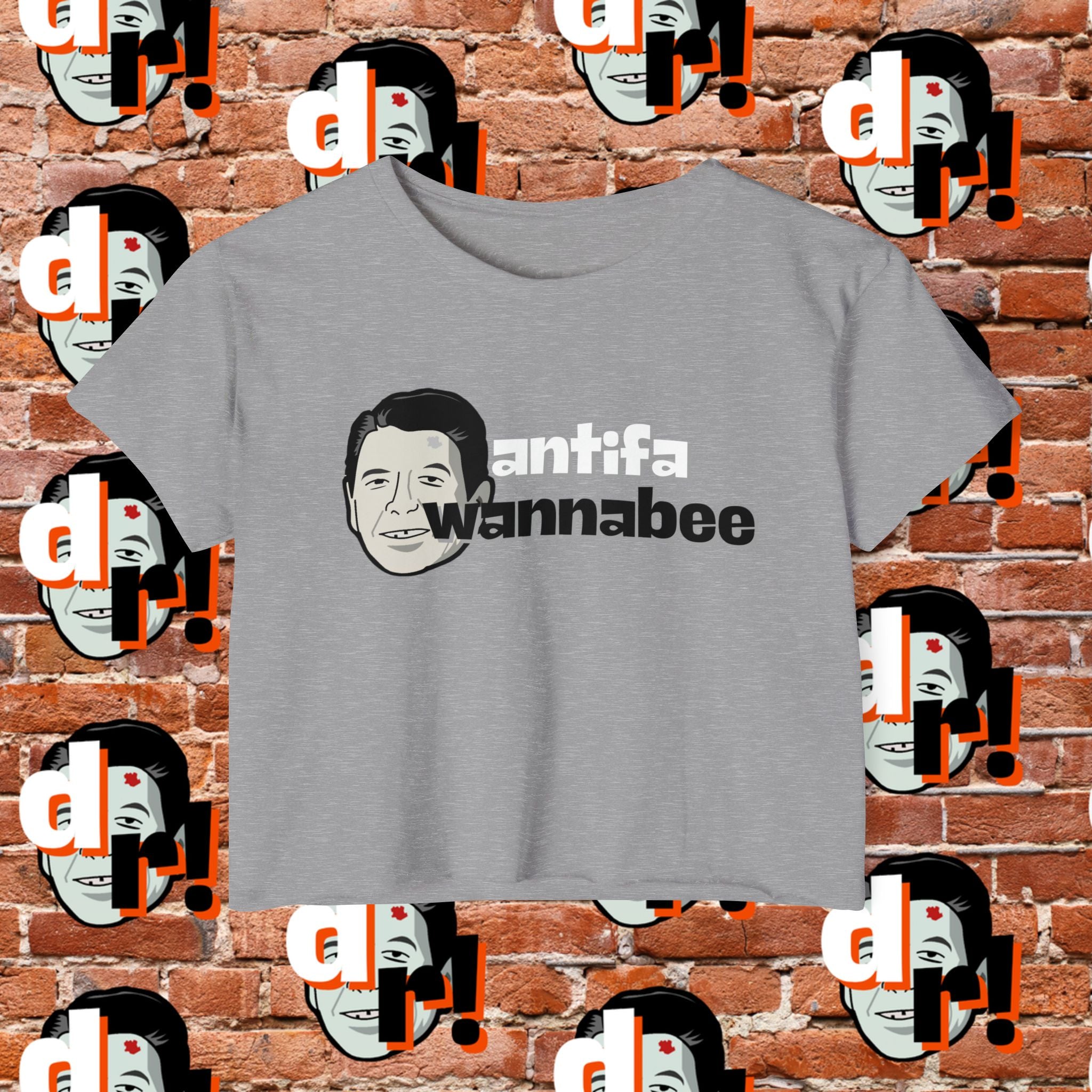 Antifa Wannabe Festival Crop Top (Monochrome Letter)